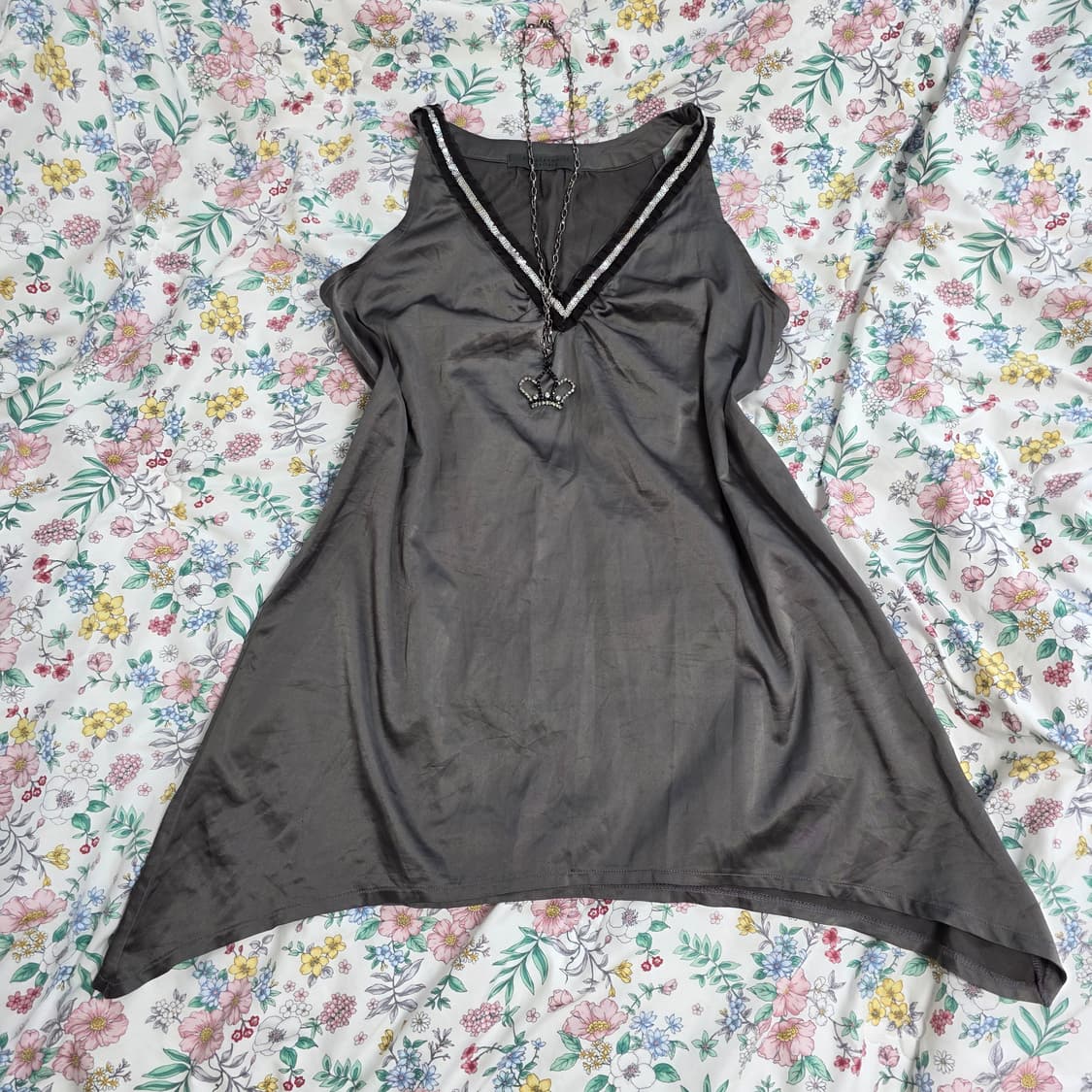 일본빈티지)오네갸루 v넥 스팽클 y2k언발 나나깔 레이어드롱슬리브리스 상품이미지3