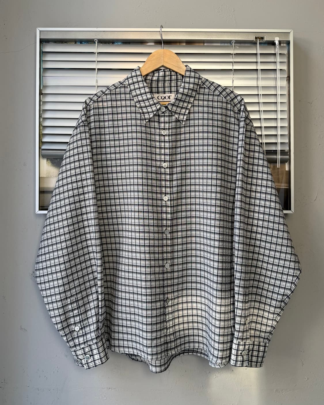 coor seersucker overfit check shirt 상품이미지1