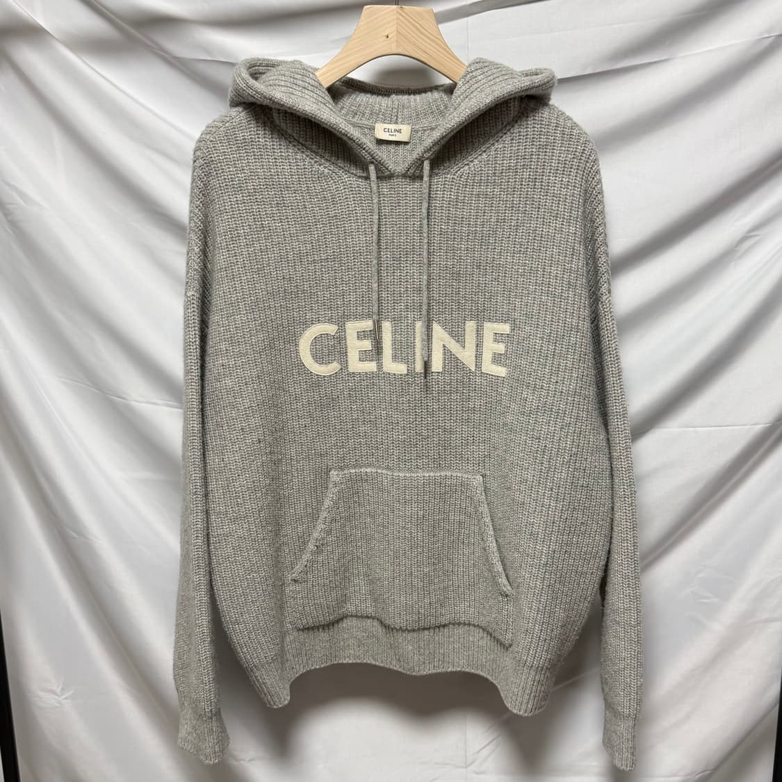 [S+급/S] 셀린느 리브드 울 니트 후드티 그레이 상품이미지1