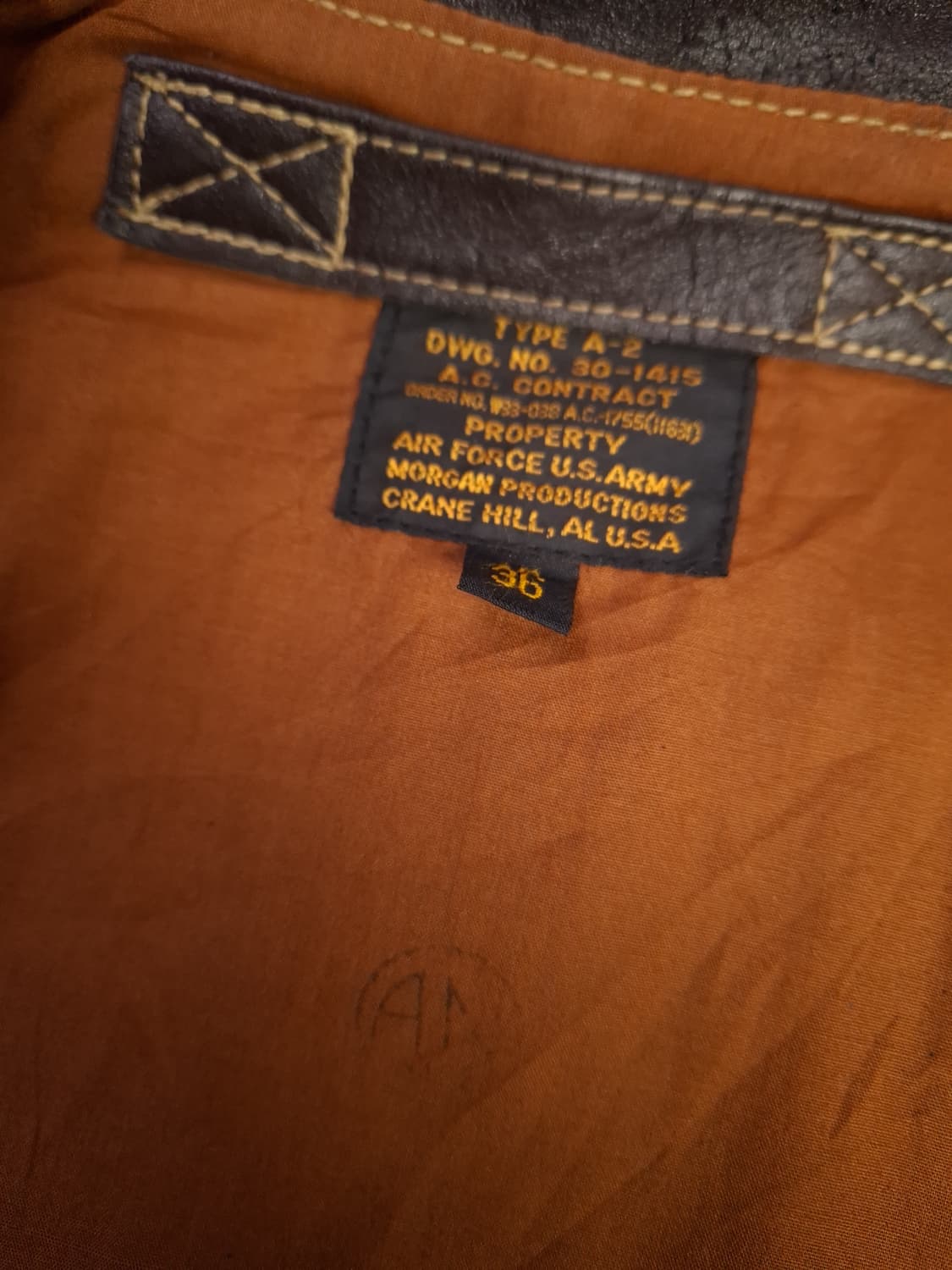 오리지날 MORGAN 모건 리얼레더 A-2 미공군 항공자켓 상품이미지2