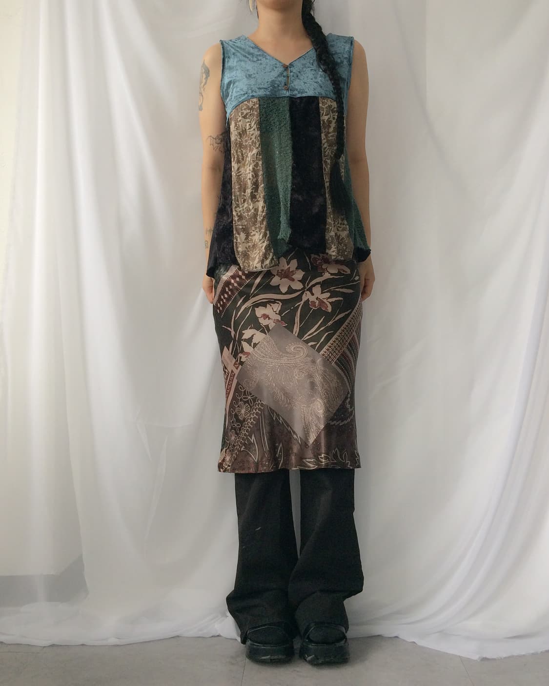 Oriental mood patch work printing skirt 상품이미지4