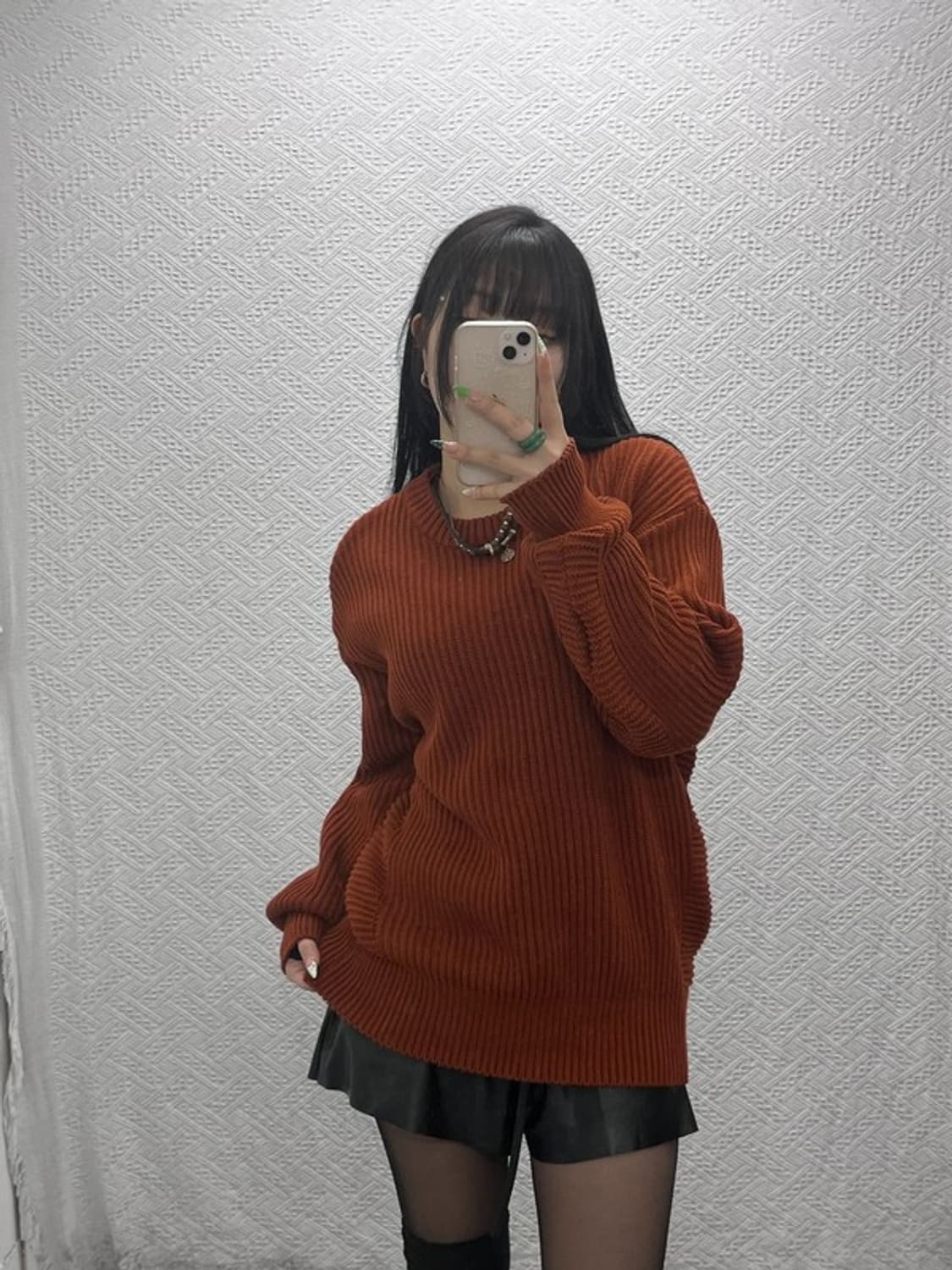 니티드 캐주얼 빈티지 오렌지브라운 뜨개 니트 L C09004 상품이미지2