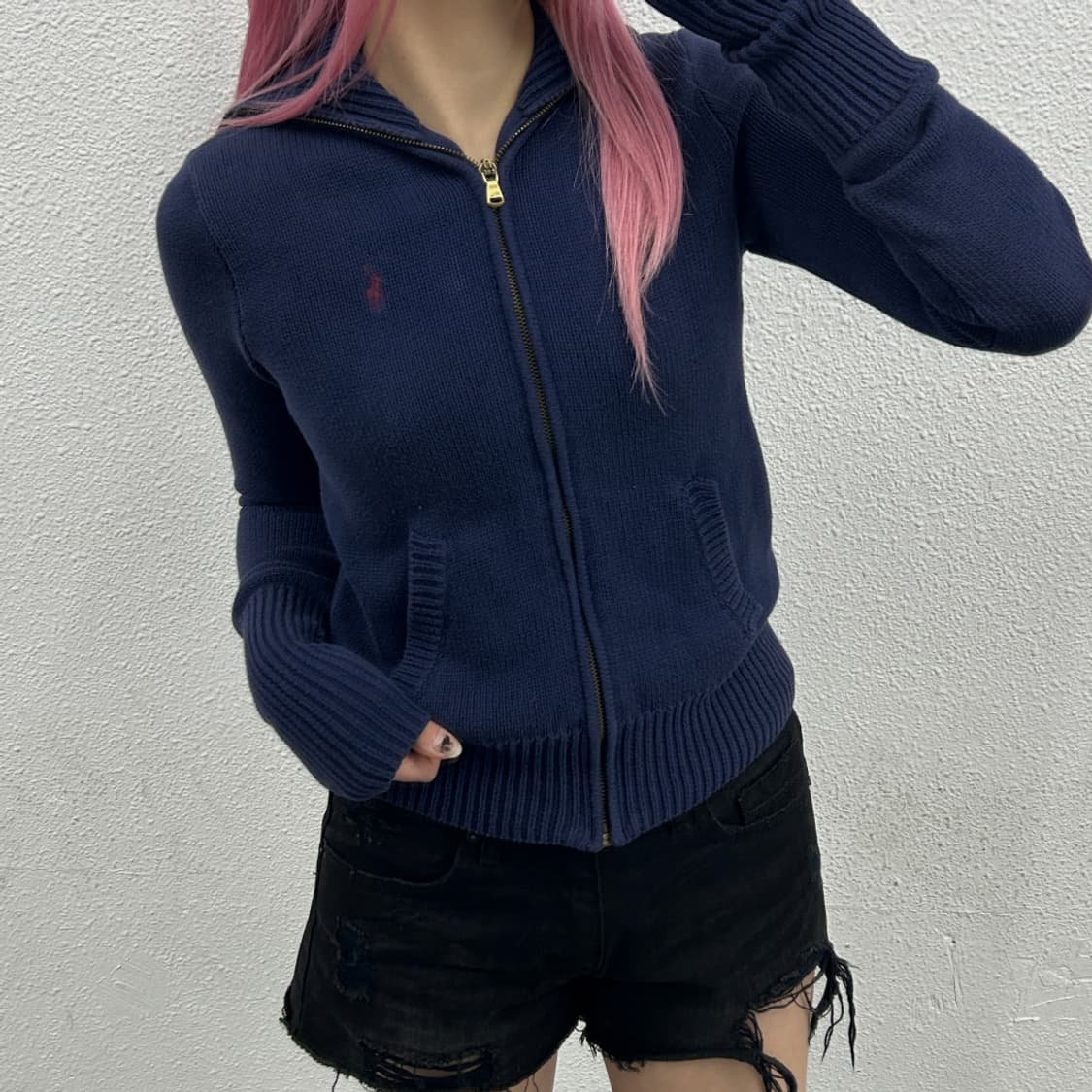 폴로 랄프로렌 세일러 네이비 니트 카라집업 S 상품이미지1