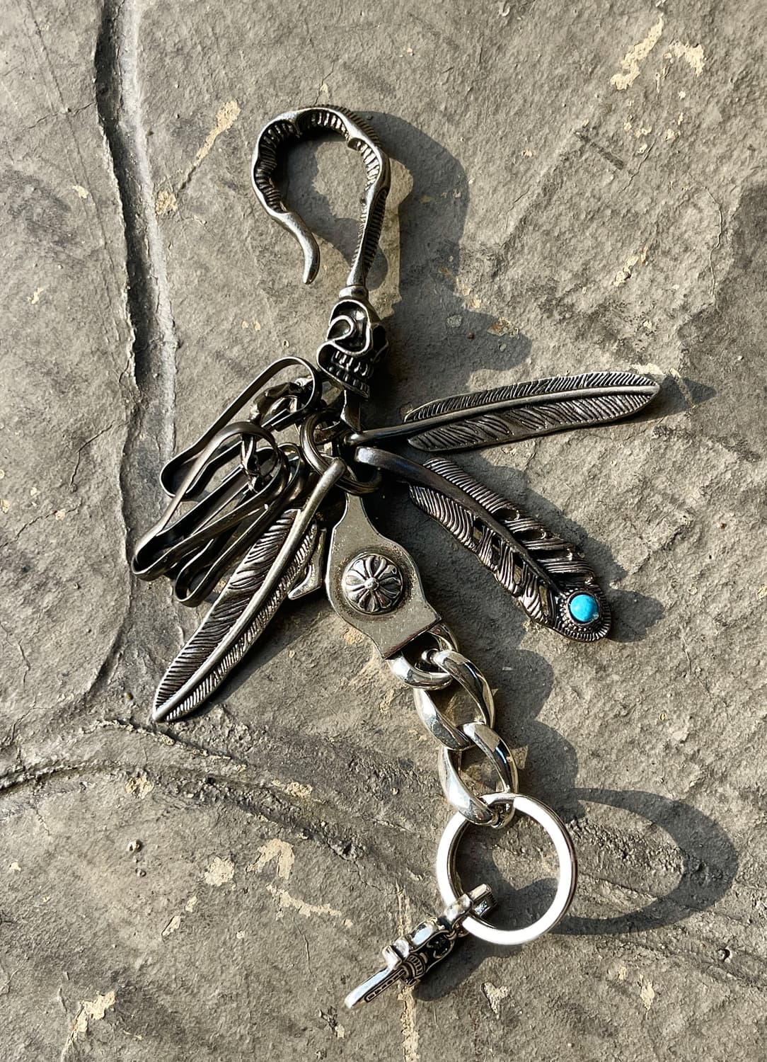 빈티지 터키석 페더 키링세트 상품이미지1