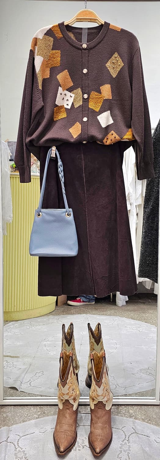 Japan 초코브라운 페이크가디건 울니트 상품이미지2