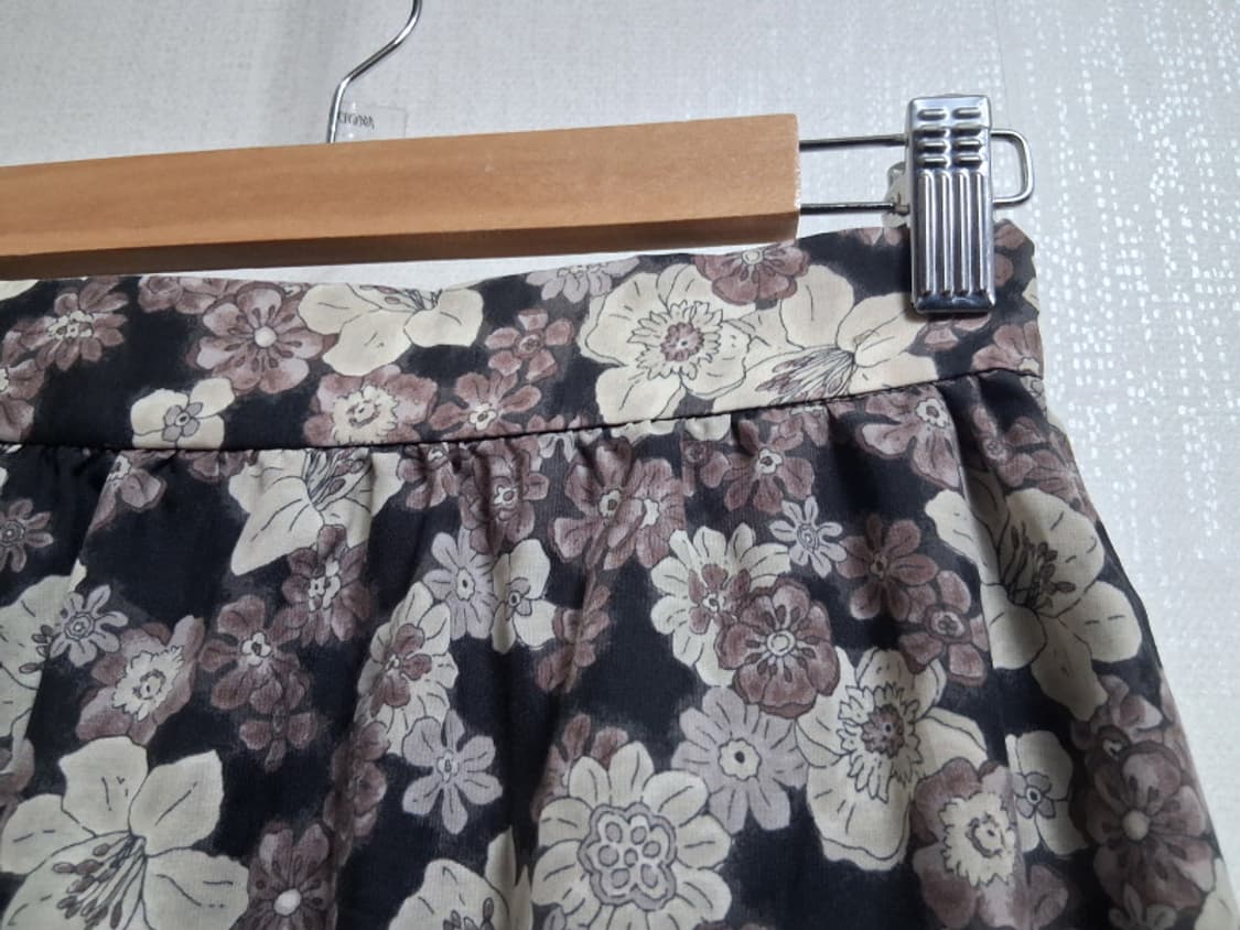 FREAKS STORE 일본수입 갈색 플로랄 플레어롱스커트 밑단 머메이드 상품이미지3