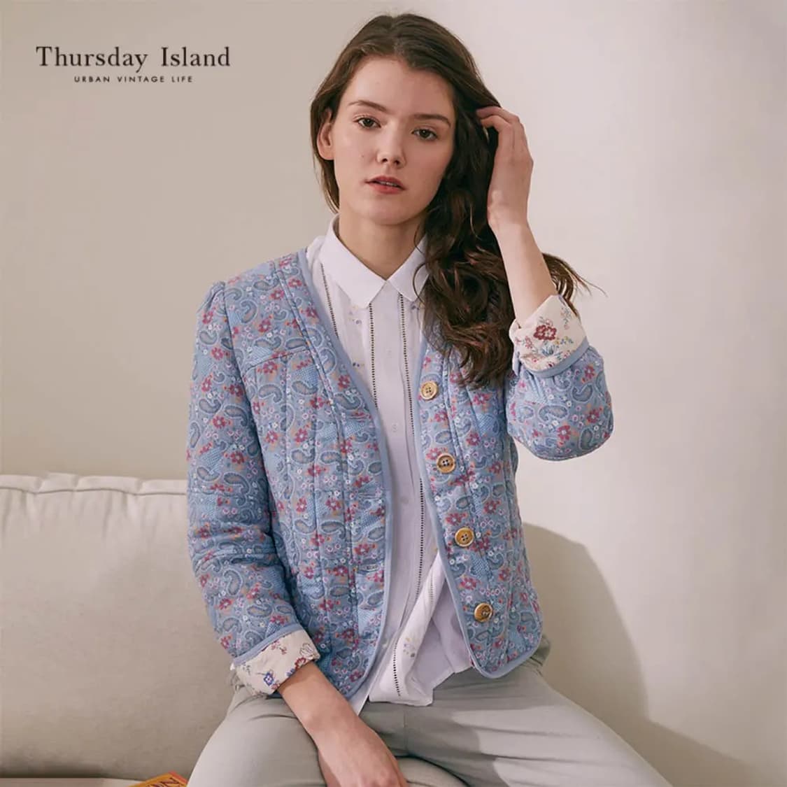 Thursday Island 써스데이 아일랜드 여성 플라워 퀼팅 자켓 S 상품이미지1