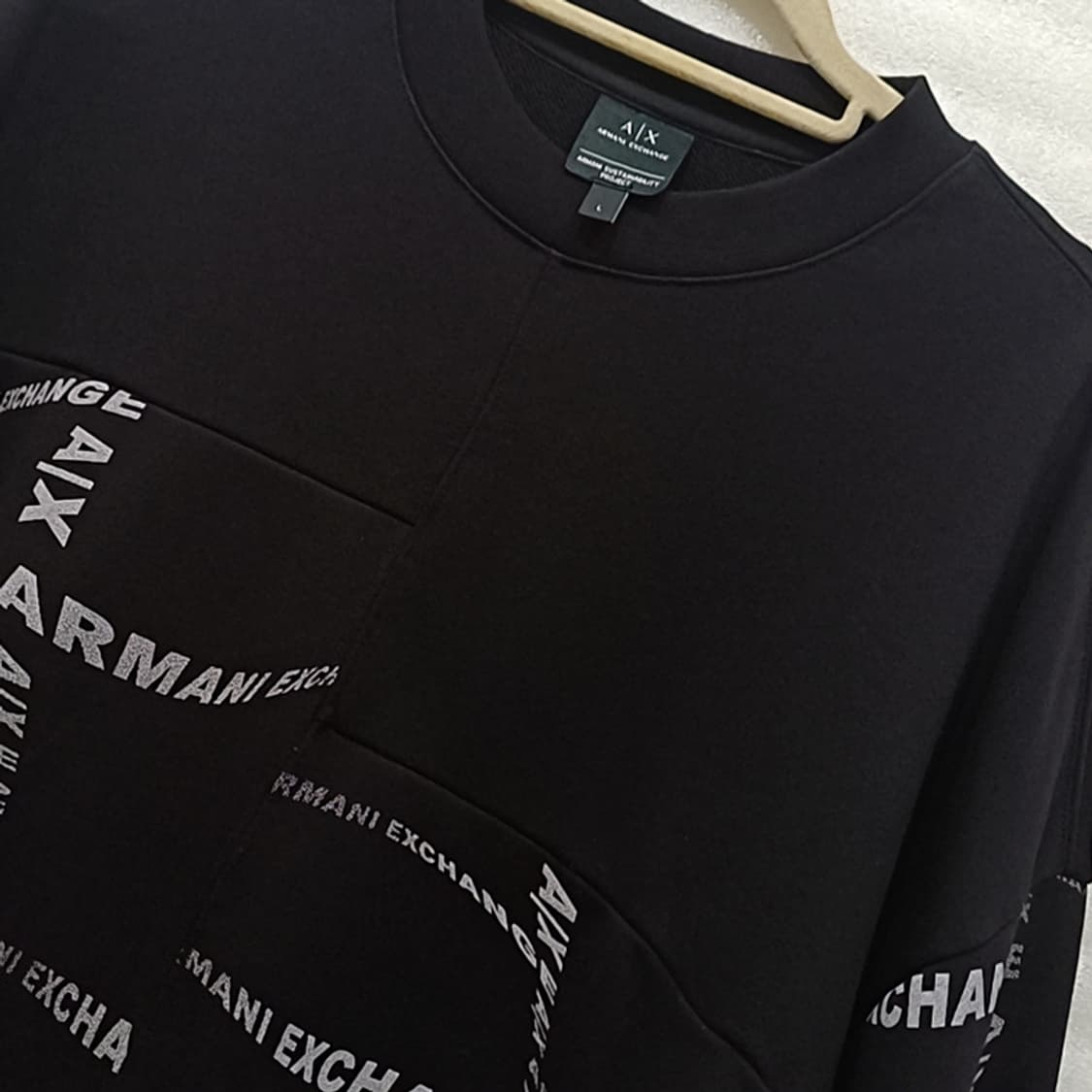 아르마니 맨투맨 라운드 긴팔 티 남성 L XL 블랙 사랑봉봉 상품이미지4