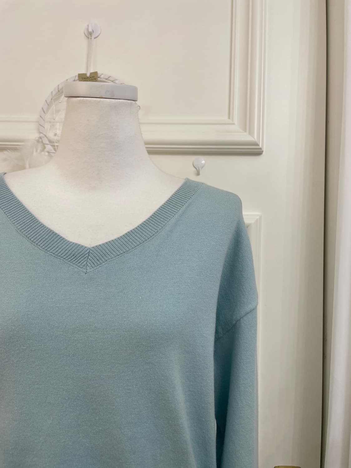 indi mint v-neck basic soft knit top 상품이미지6