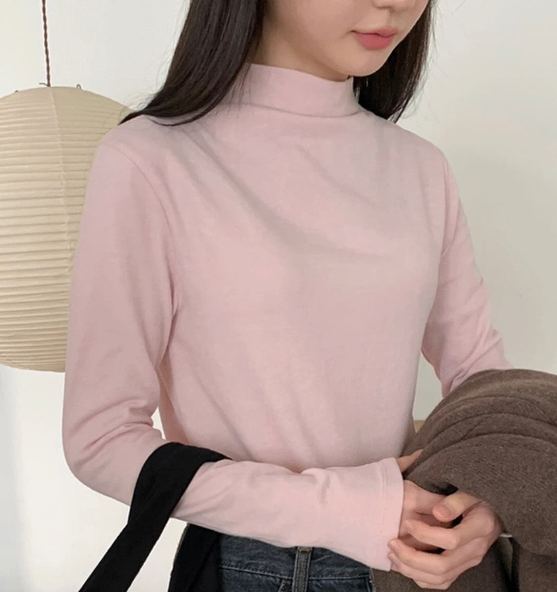 가내스라 오디네르 에토 기모 폴라 티셔츠 - 핑크 상품이미지1