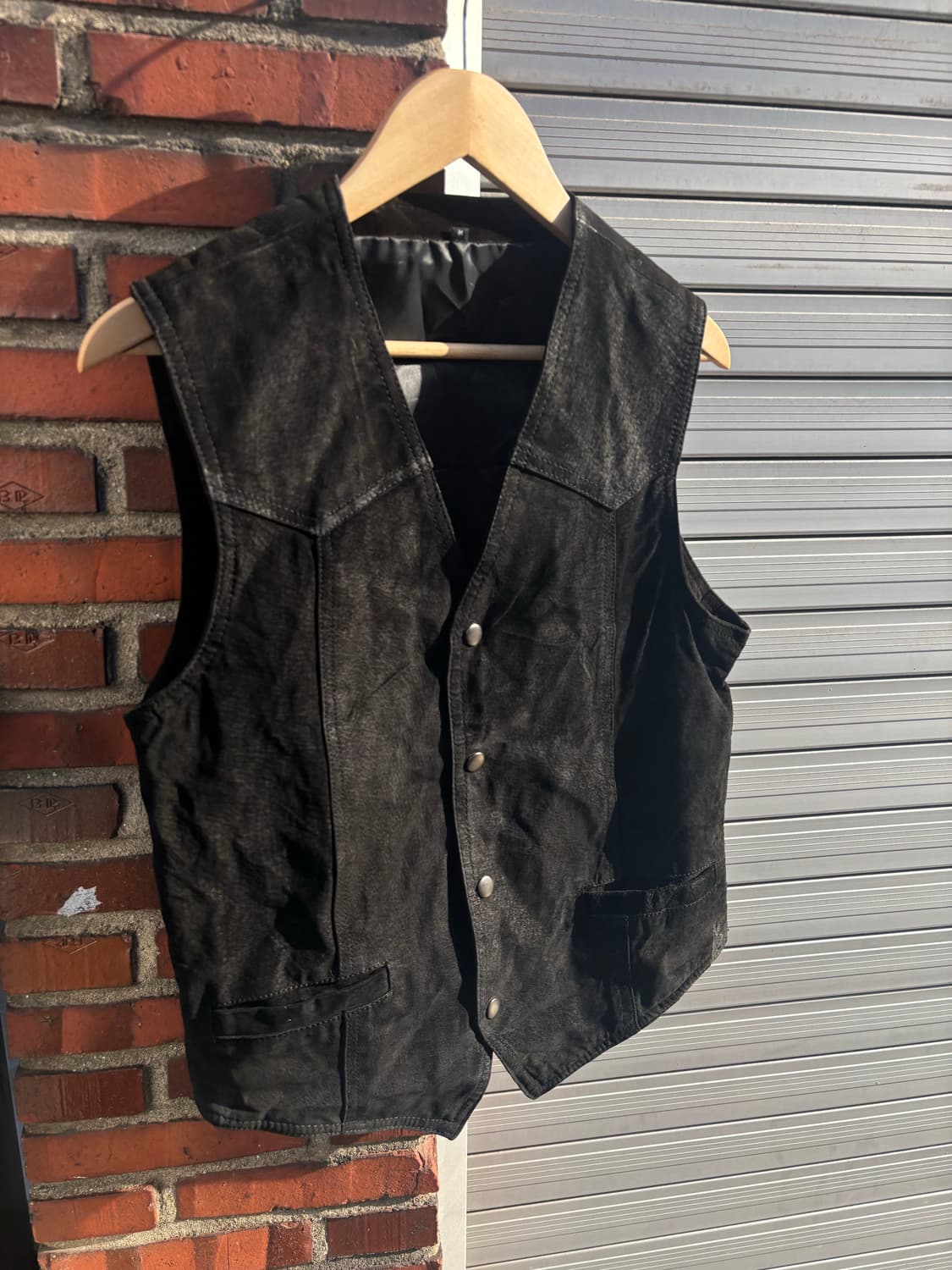 Vintage Black Leather Western Vest  상품이미지2