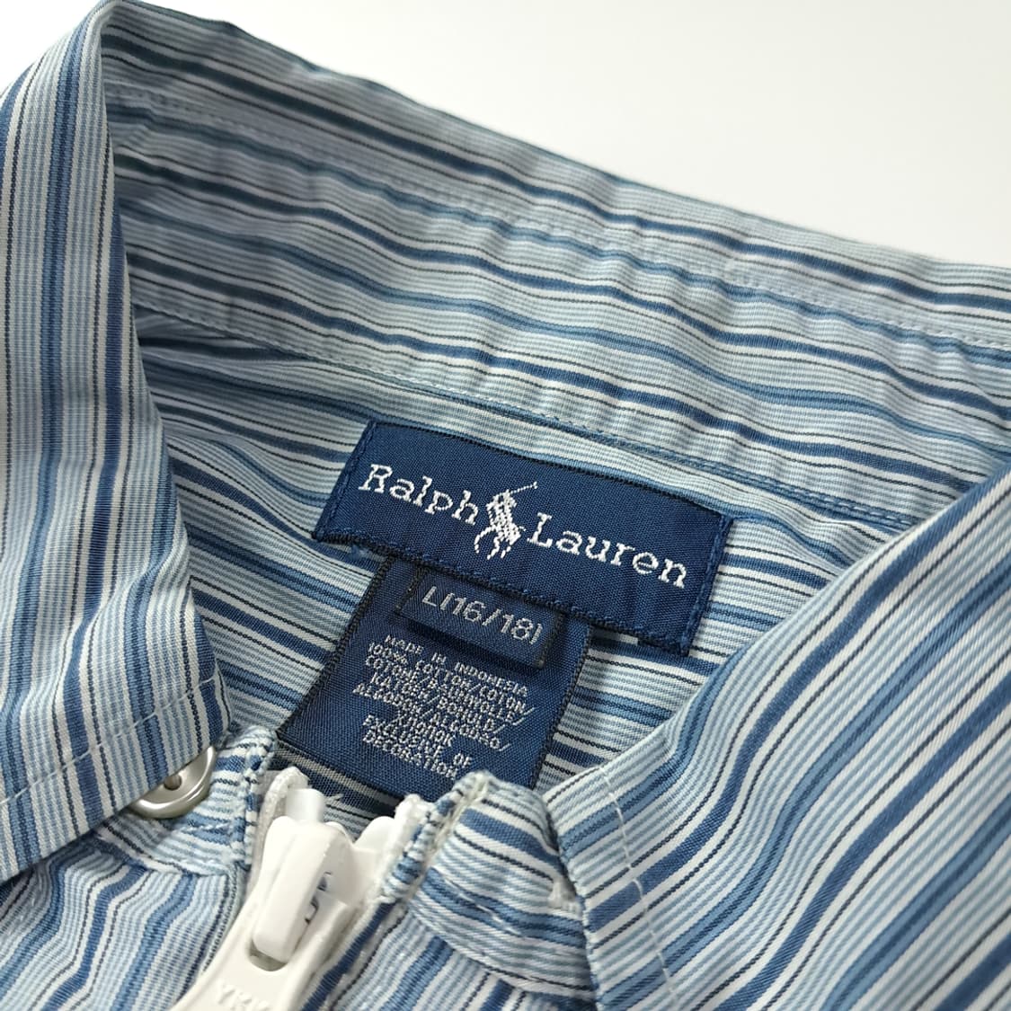 CK158 FREE 폴로 90s 블루 스트라이프 크롭 셔츠 상품이미지3