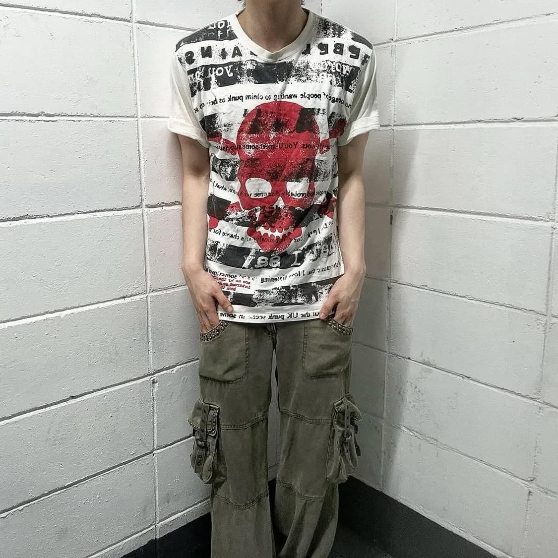 Fade stripe skull printing short  상품이미지1