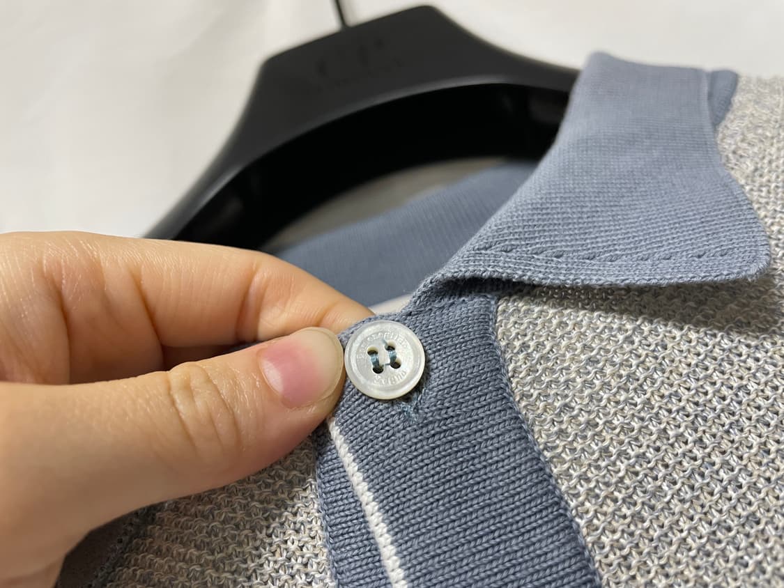 (이태리 제조) 에르메네질도 제냐 남성 실크 코튼 반팔 니트 카라티 L  상품이미지3