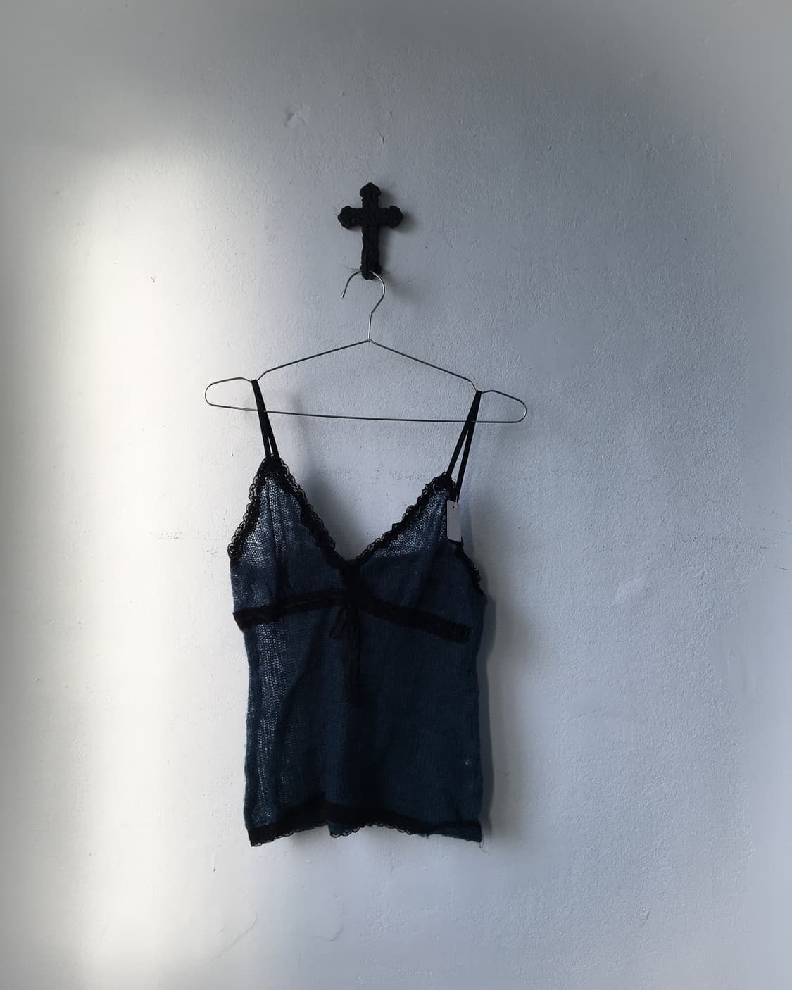 Lace trimming woolen knit sleeveless 상품이미지2