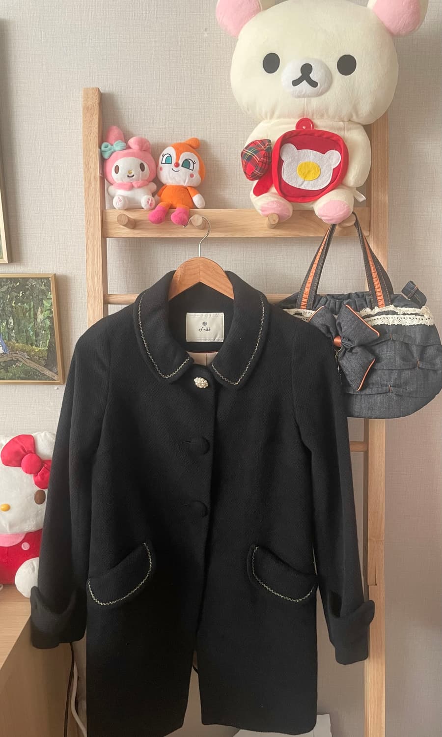 모리걸 빈티지 블랙 카라 코트 🖤🤍 상품이미지1