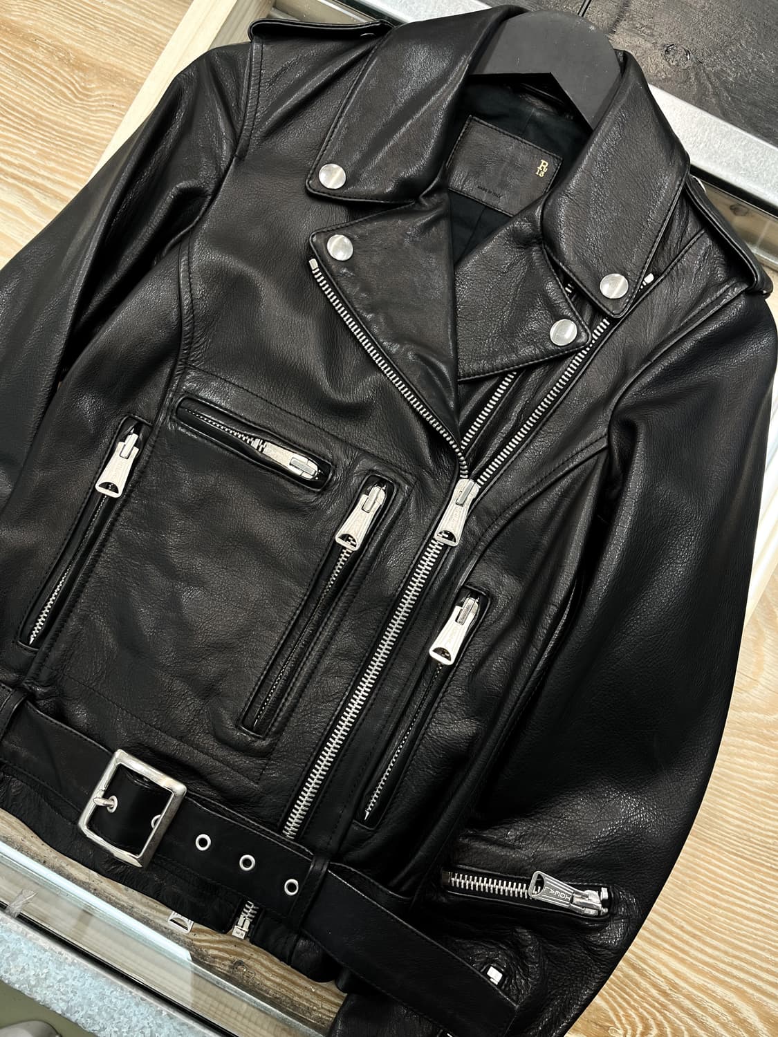 알써틴 클래식 모토 레더 바이커 자켓 상품이미지4