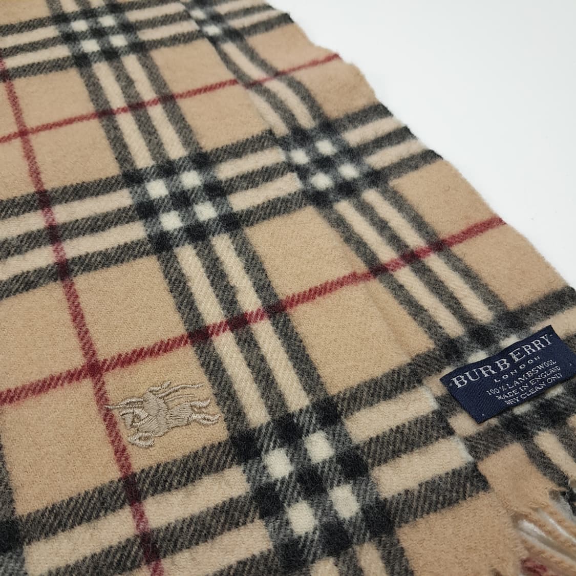 MX471 버버리 00s 영국판 램스울 노바체크 베이지 머플러 목도리 상품이미지7