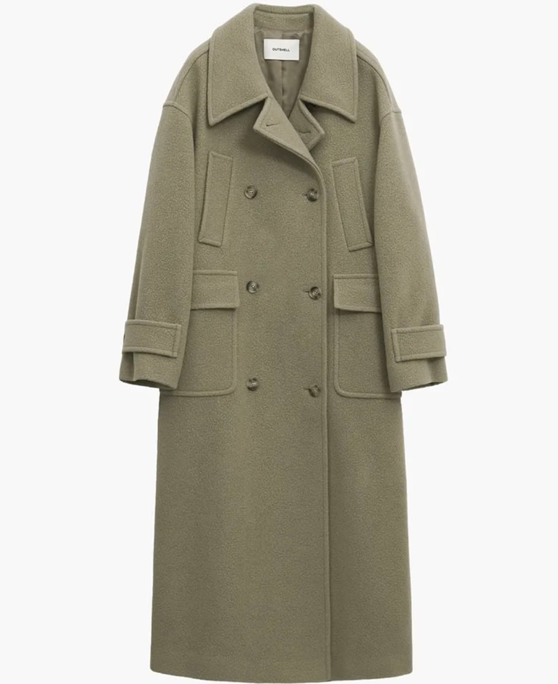아웃셀 부클 오버핏 코트 (라이트카키) 상품이미지5