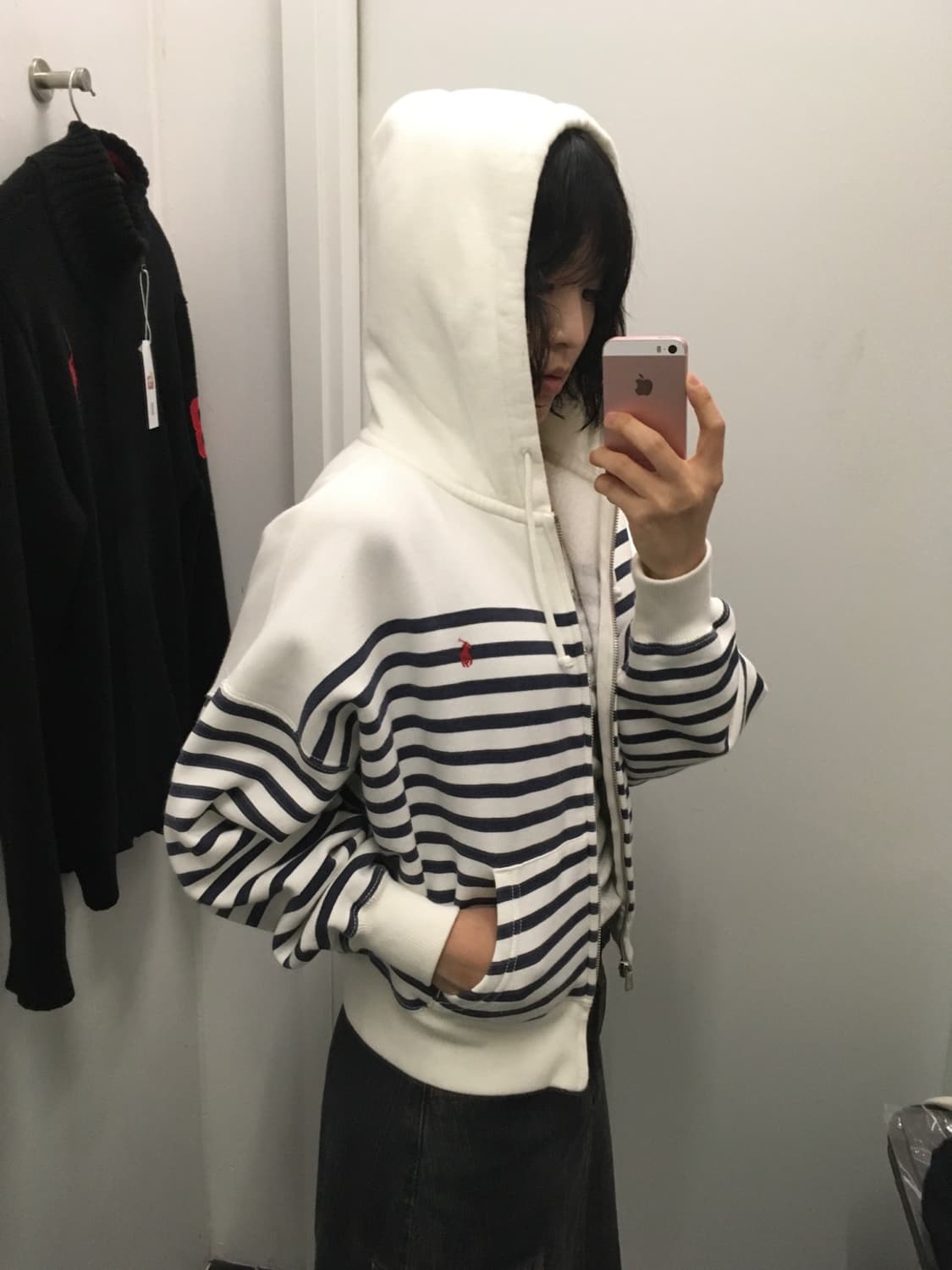 폴로 랄프로렌 스트라이프 크롭 후드집업 상품이미지2