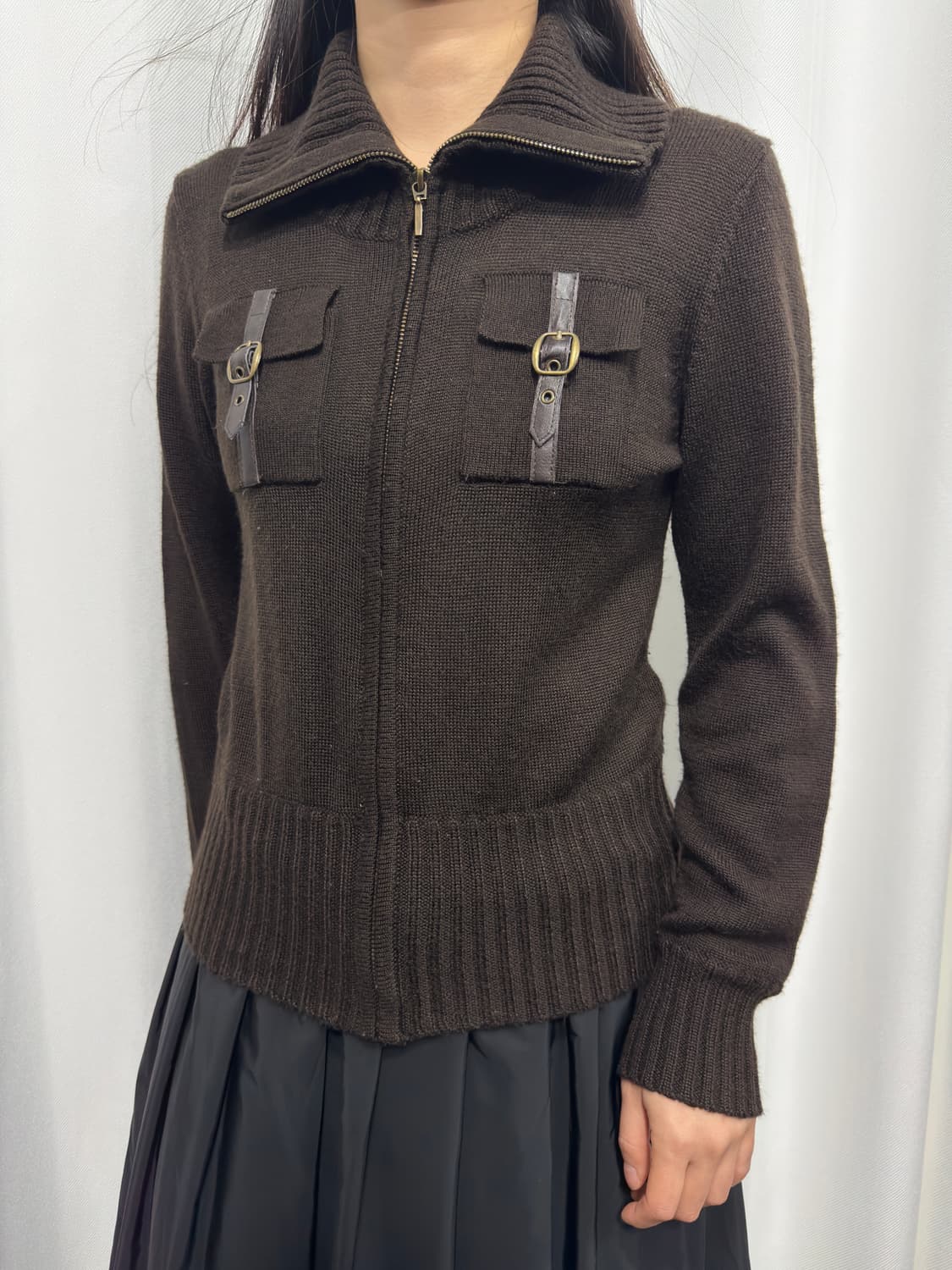 b.k.m.s pocket wool knit slim zipup 상품이미지3