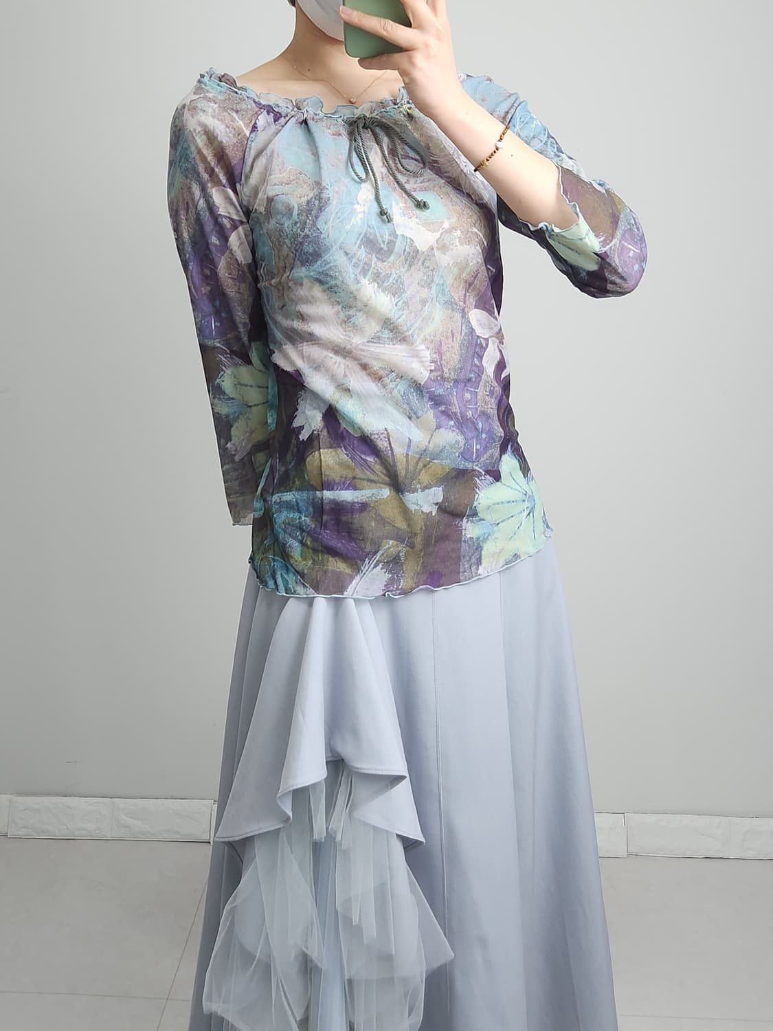 패턴 매쉬 탑 상품이미지2