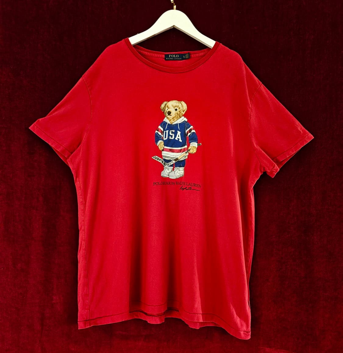폴로랄프로렌 테디베어 하키 로고 프린팅 반팔 티셔츠 XL size 상품이미지1