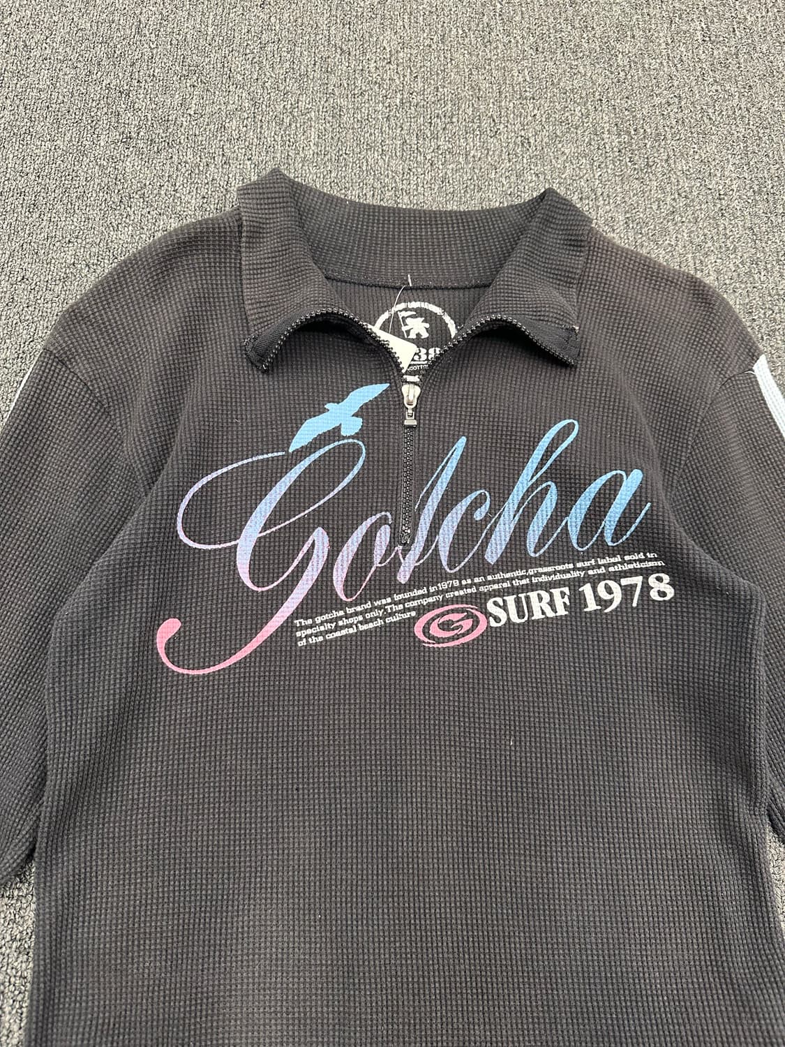 M)Gotcha 서프 로고 블랙 와플 하프집업 롱슬리브 상품이미지5