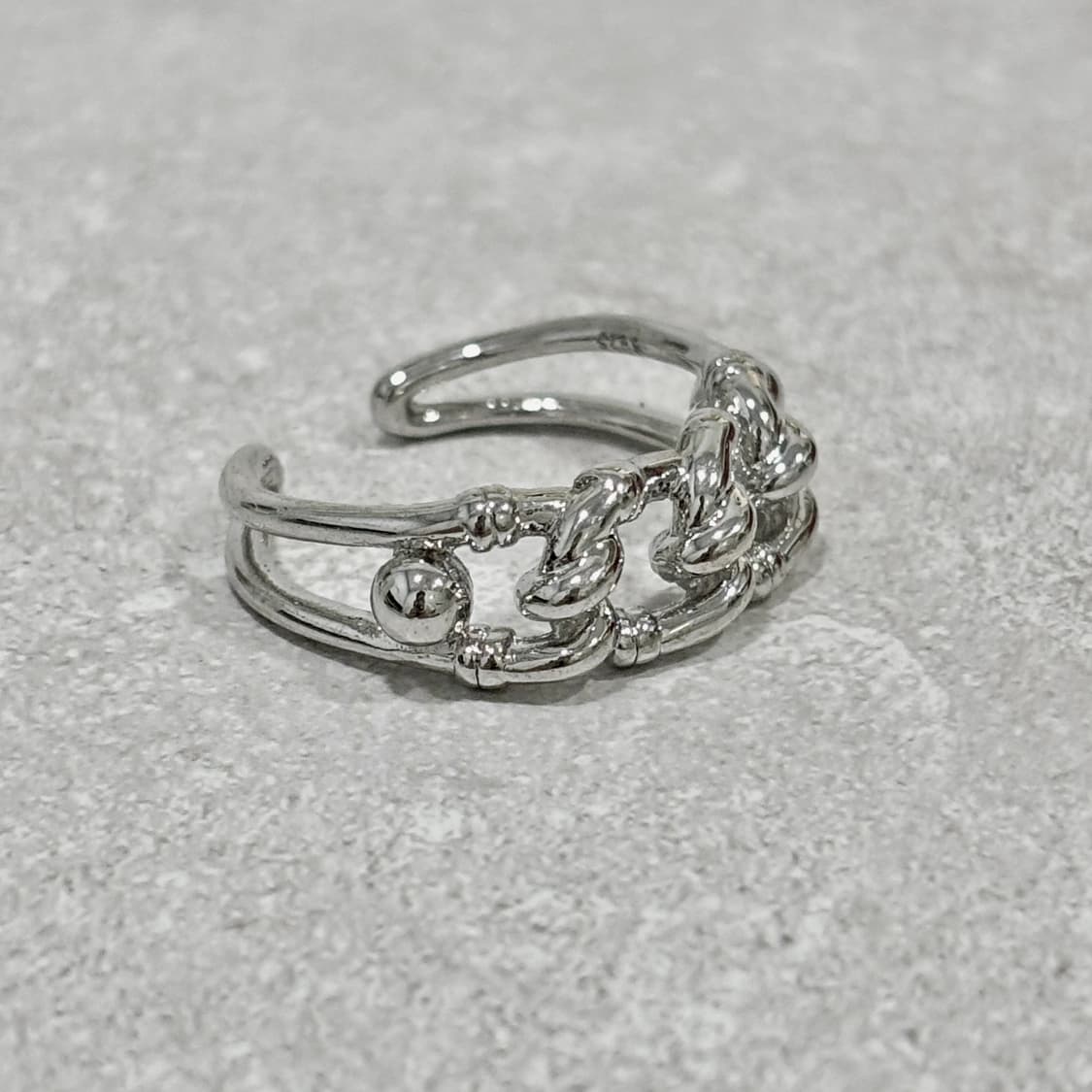 Oribell 볼드 체인 링크 925 스털링 실버 미니멀 오픈링 반지 상품이미지6