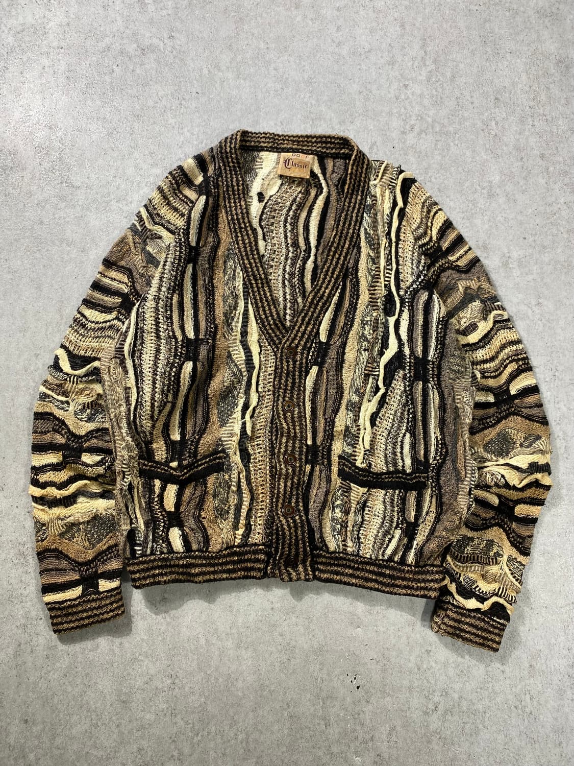 [M] 90s COOGI 쿠지 오스트레일리아 케이블 니트 가디건 상품이미지1