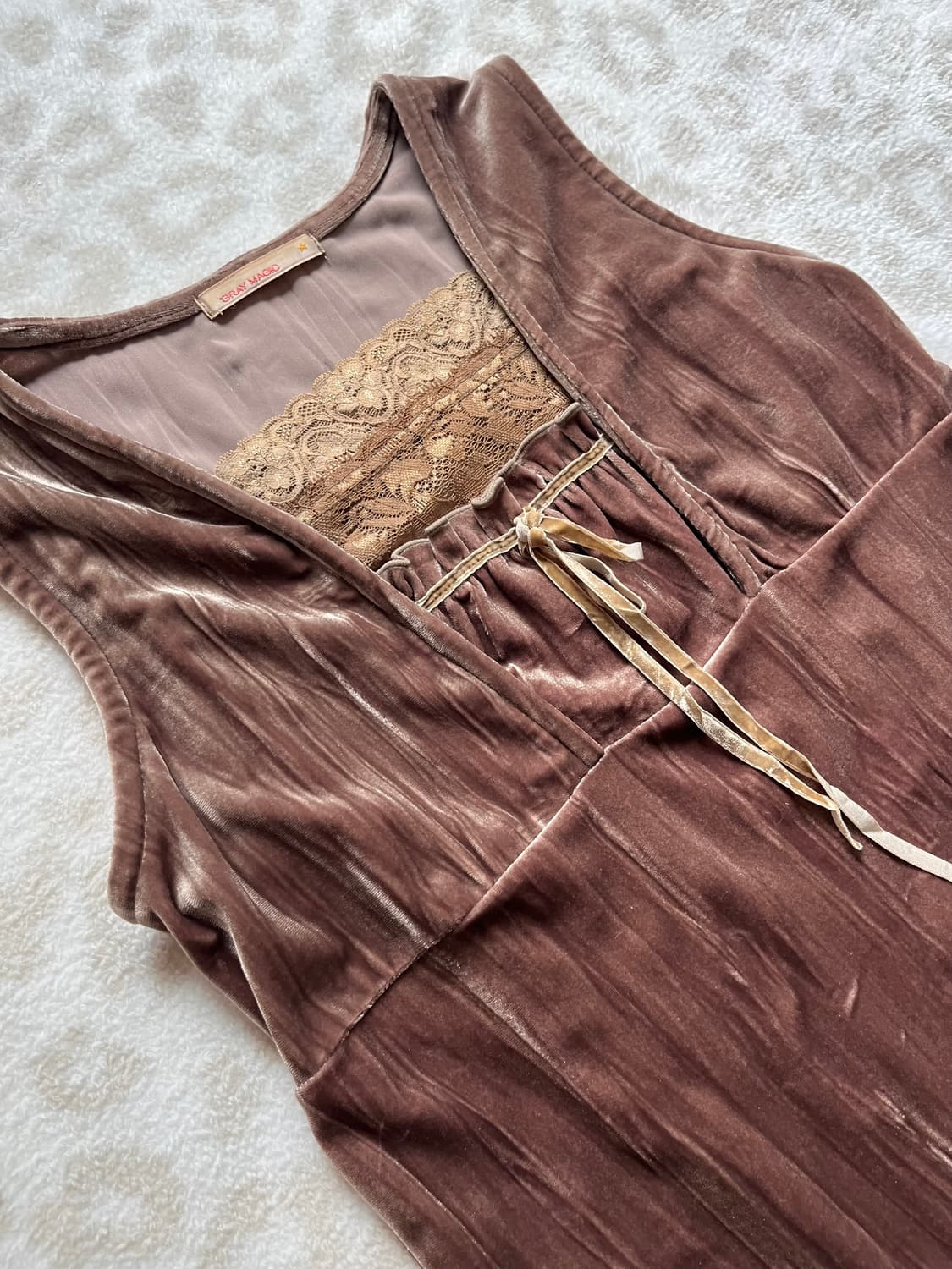 Brown velvet lace sleeveless 상품이미지2