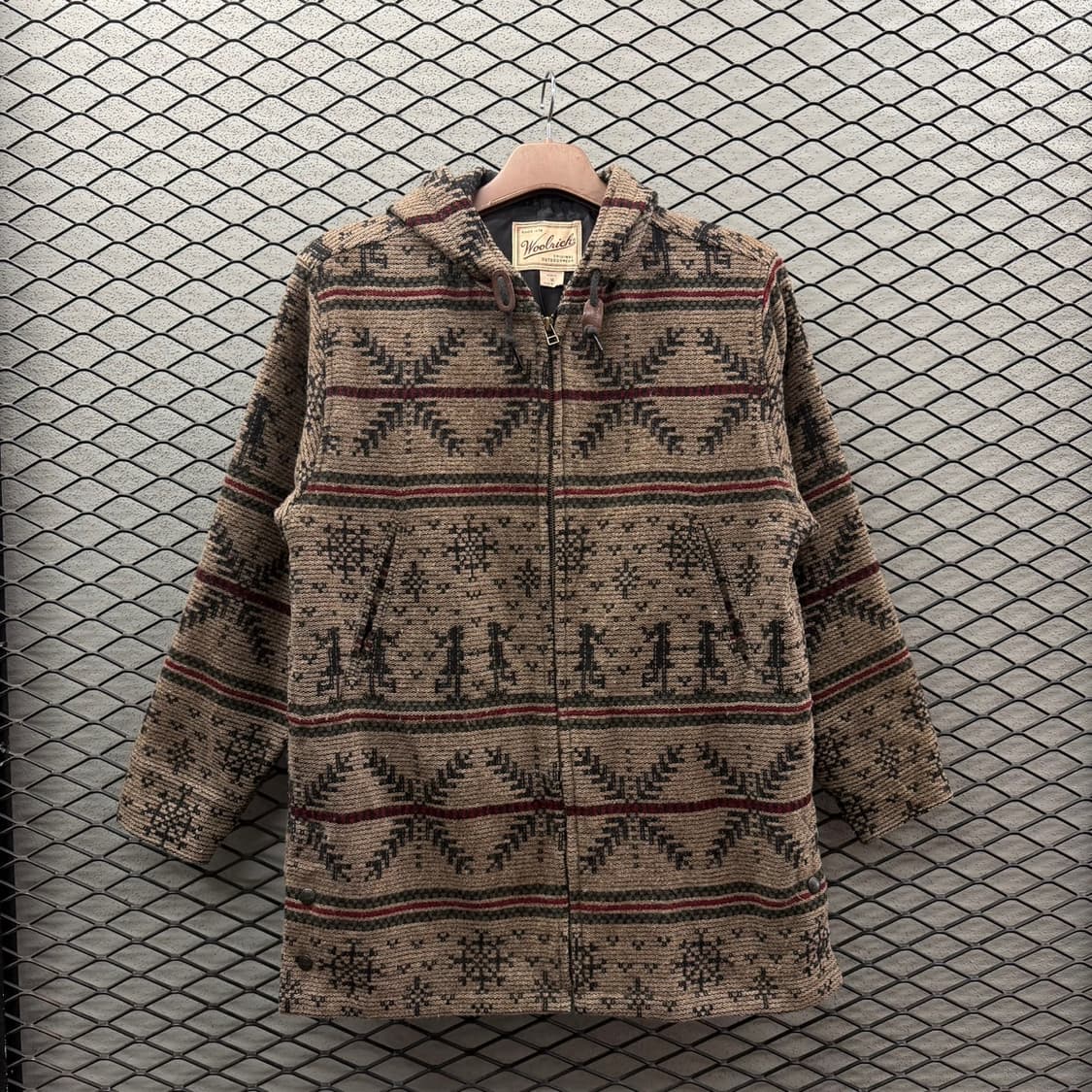 울리치 울 블랭킷 후드자켓  브랜치 휴먼 패턴 사이드포켓 디테일 브라운 상품이미지2