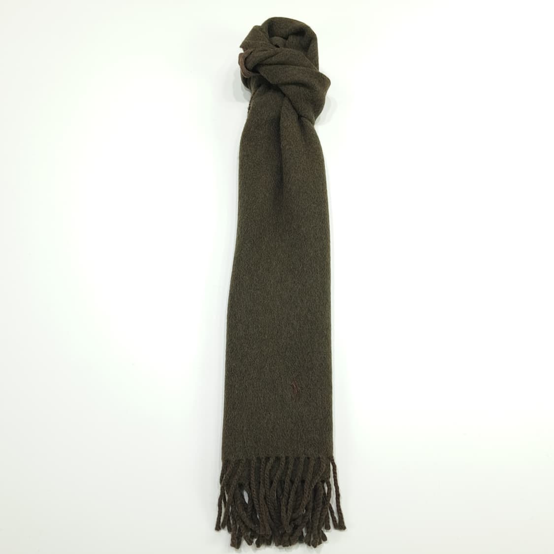MX172 폴로 랄프로렌 올리브그린 브라운 램스울 양면 목도리 머플러 상품이미지3