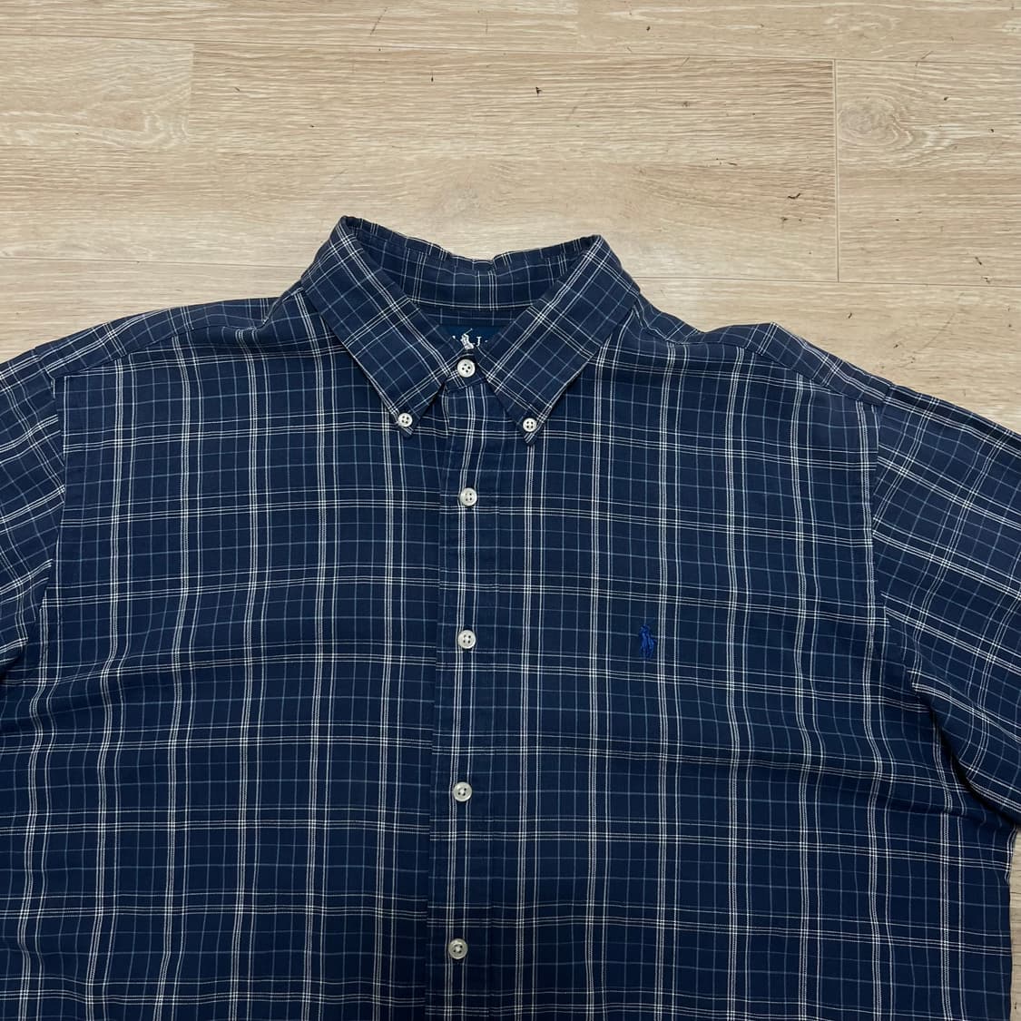폴로 랄프로렌 스몰포니 버튼다운 반팔 체크셔츠 [네이비] XL/105 상품이미지2