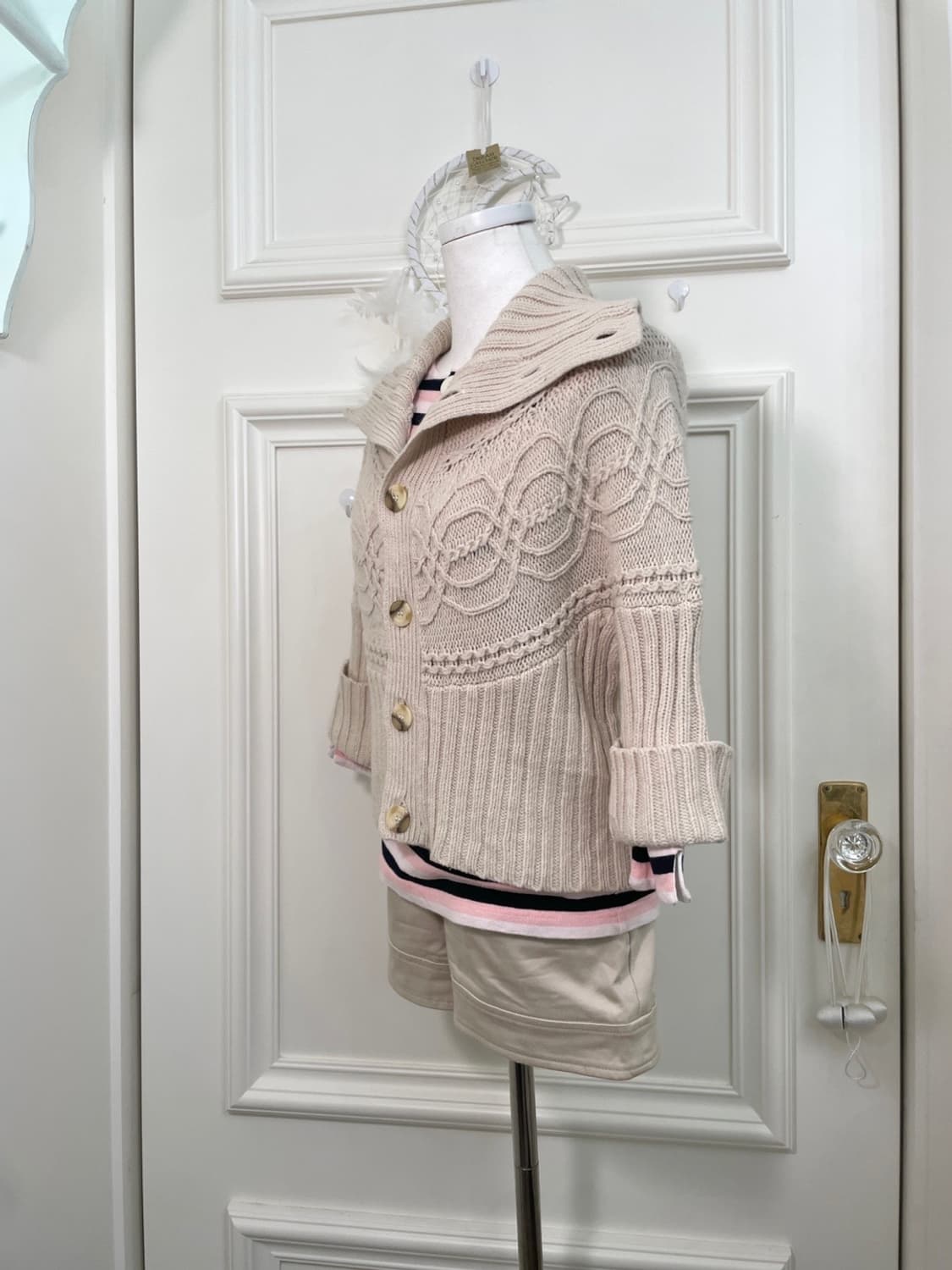 ivory twist collar crop cardigan 상품이미지3