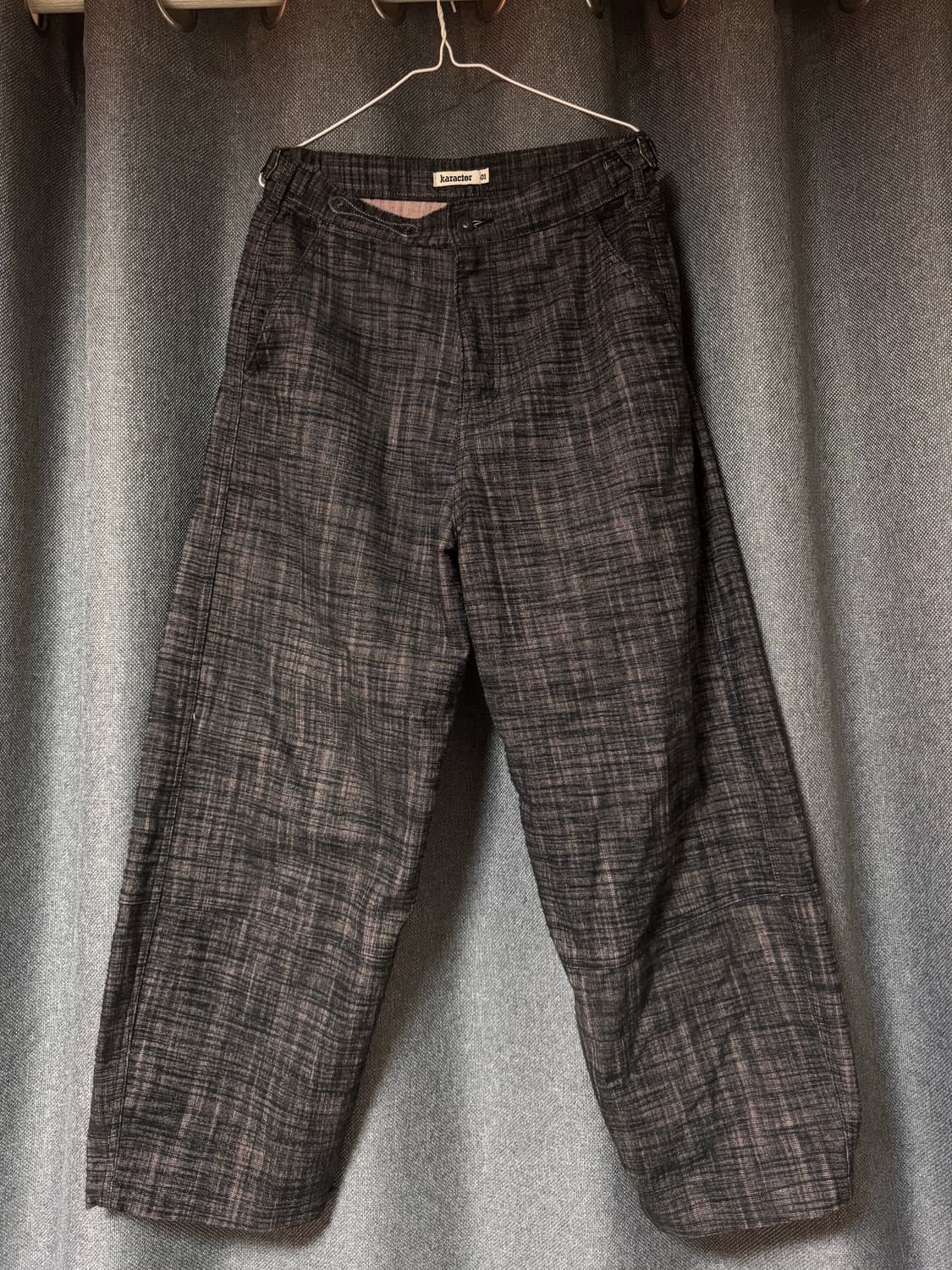 카락터 shaggy check pouch pants 01 블랙퍼플 상품이미지5