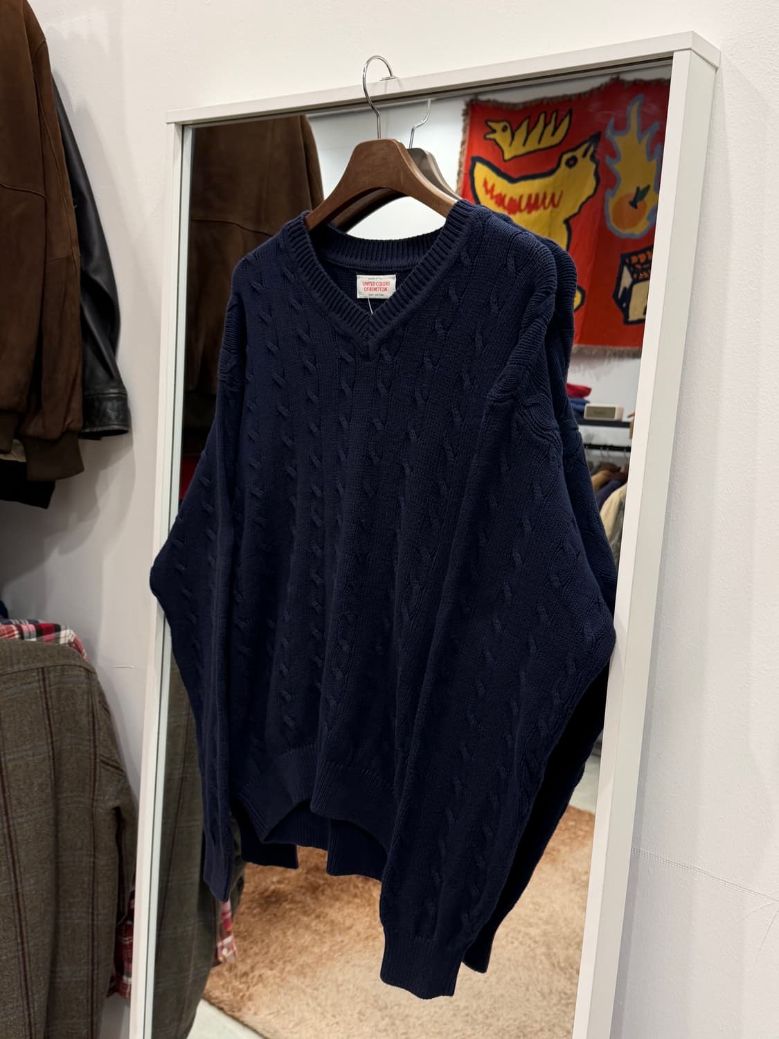 90s Benetton 베네통 브이넥 케이블 코튼 니트 (Italy) 상품이미지1