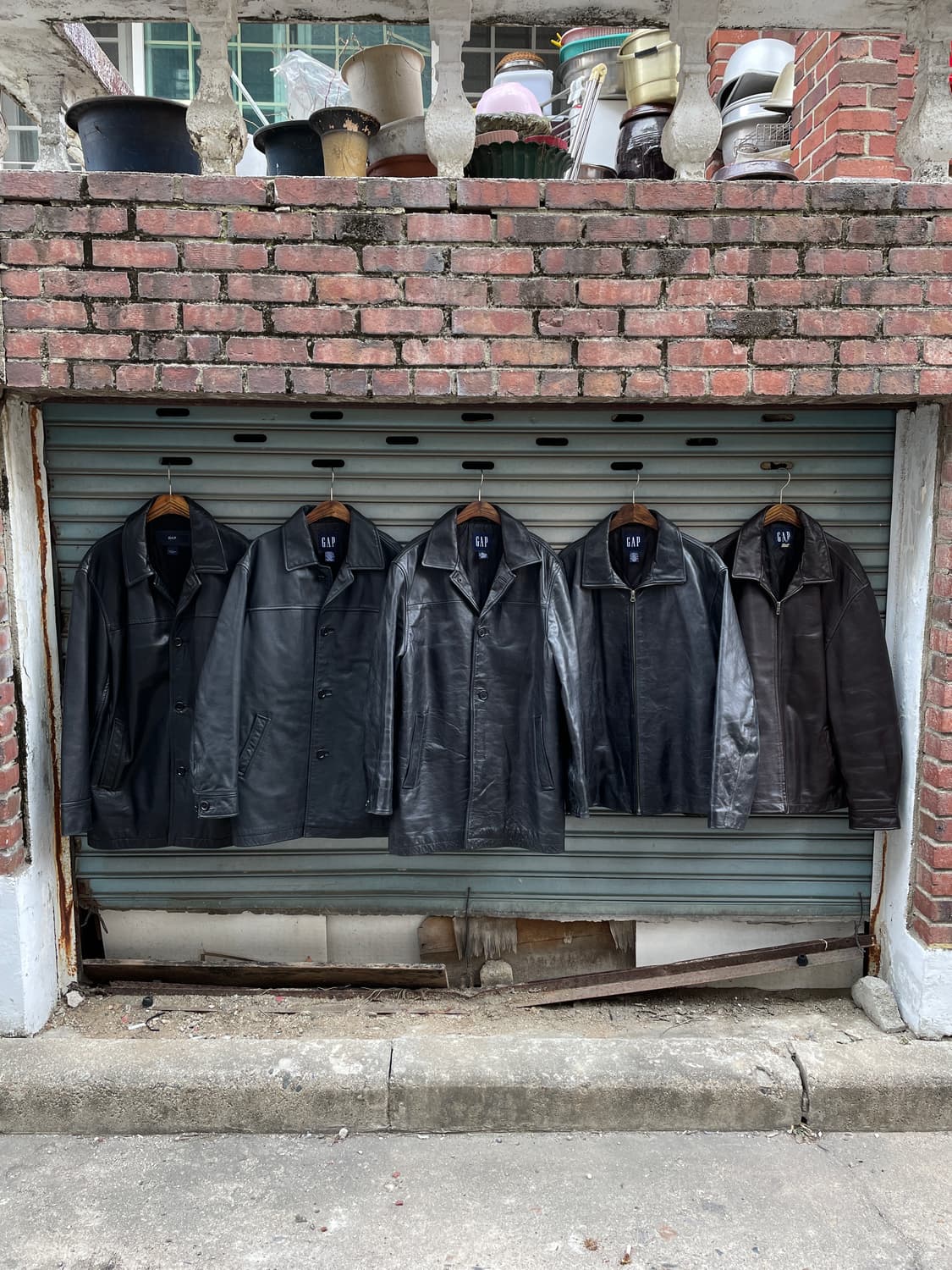 90-00s Old GAP Leather Black Car Coat 상품이미지3