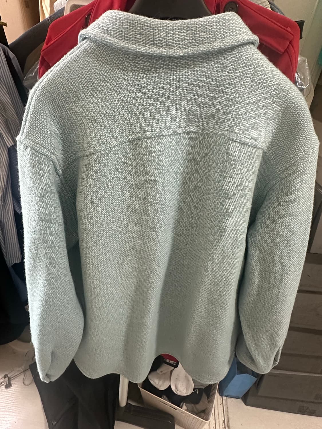 [4] 오라리 BTS 진 착용 셔틀랜드 울 우븐 셔츠 블루종 상품이미지6