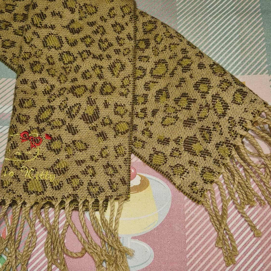 09s 레트로 키티 호피 니트 머플러 상품이미지8