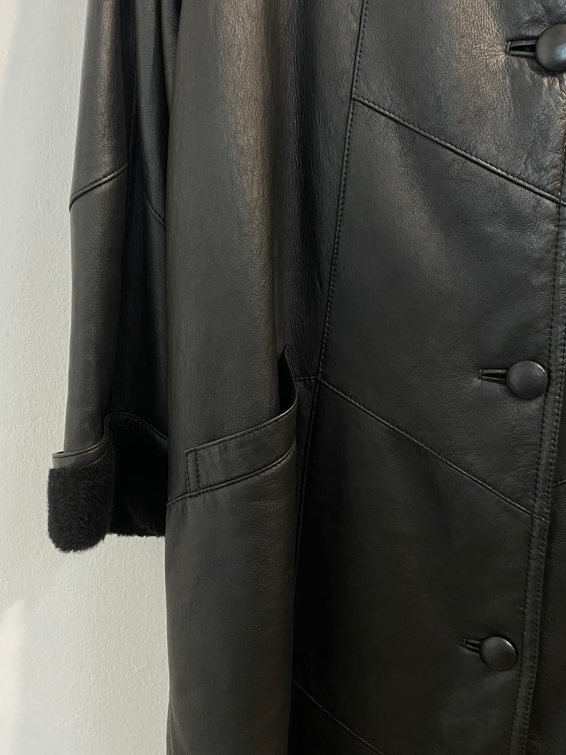 빈티지 시어링 레더 코트 상품이미지4