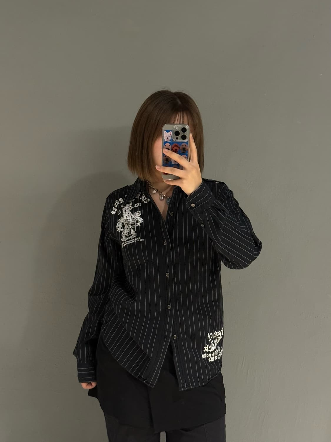 printing detail stripe pattern shirt 상품이미지1