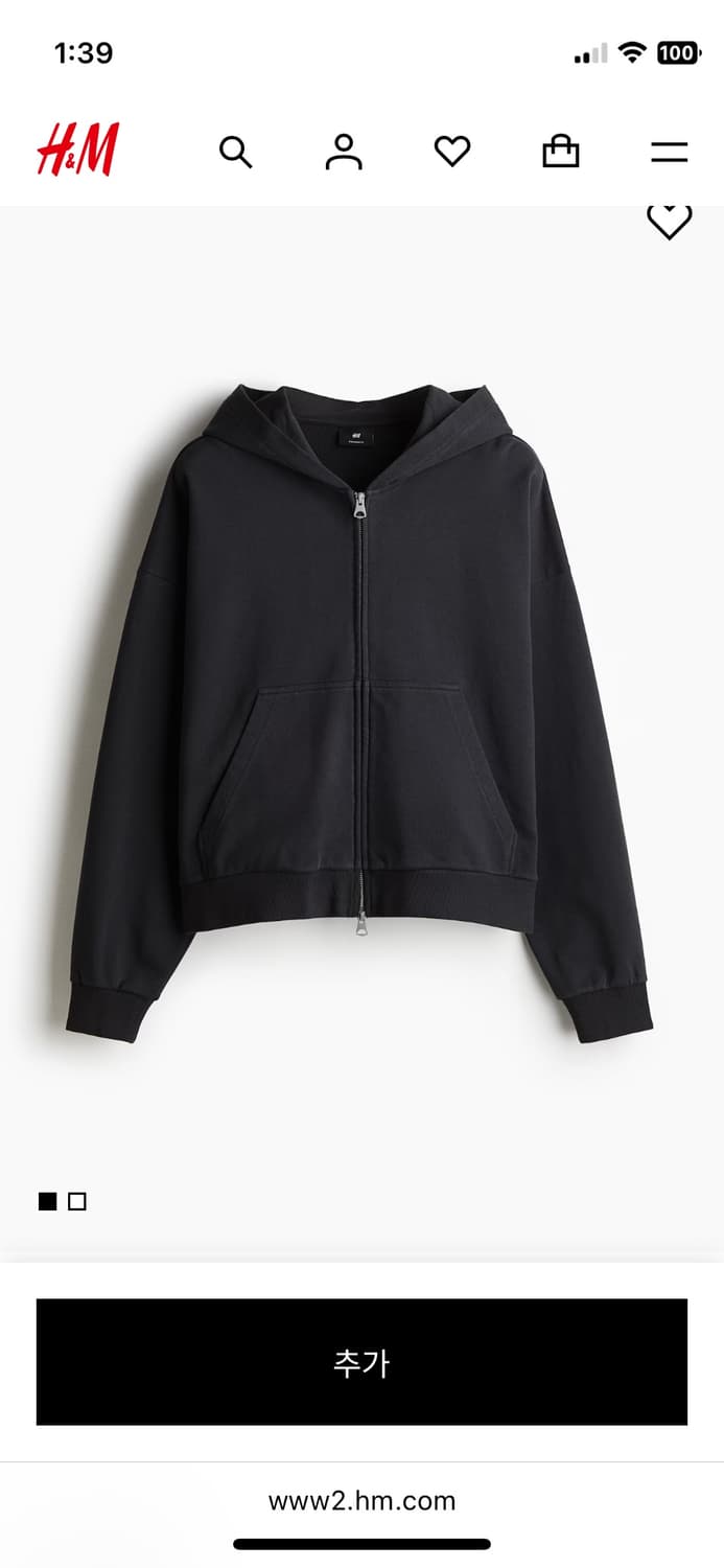 h&m 오버사이즈 크롭 후드집업 상품이미지4