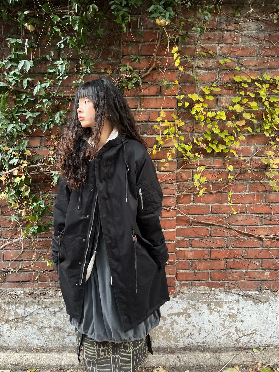 블랙 2way 롱 야상 아우터 상품이미지2