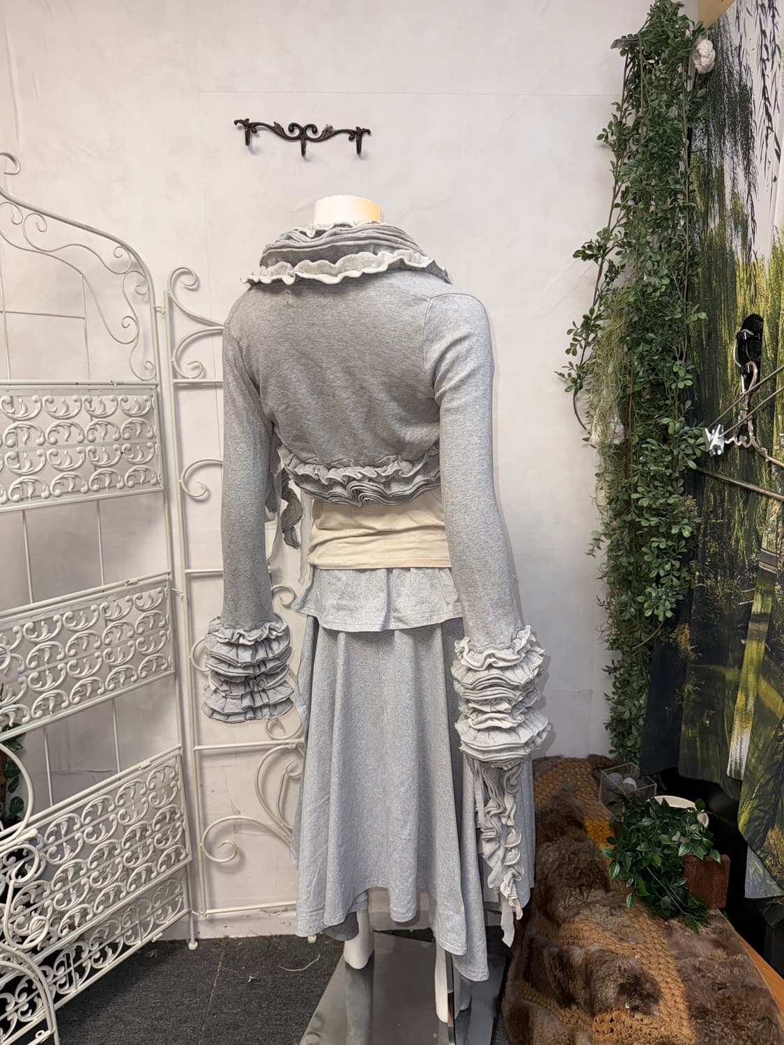 Gray grunge unbalanced shirring 가디건 상품이미지8