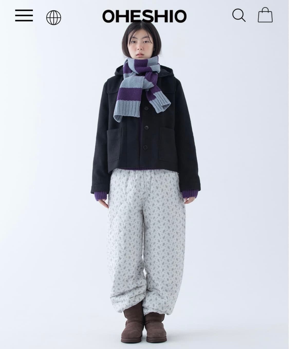 오헤시오 후디드 하프 코트 블랙 상품이미지2