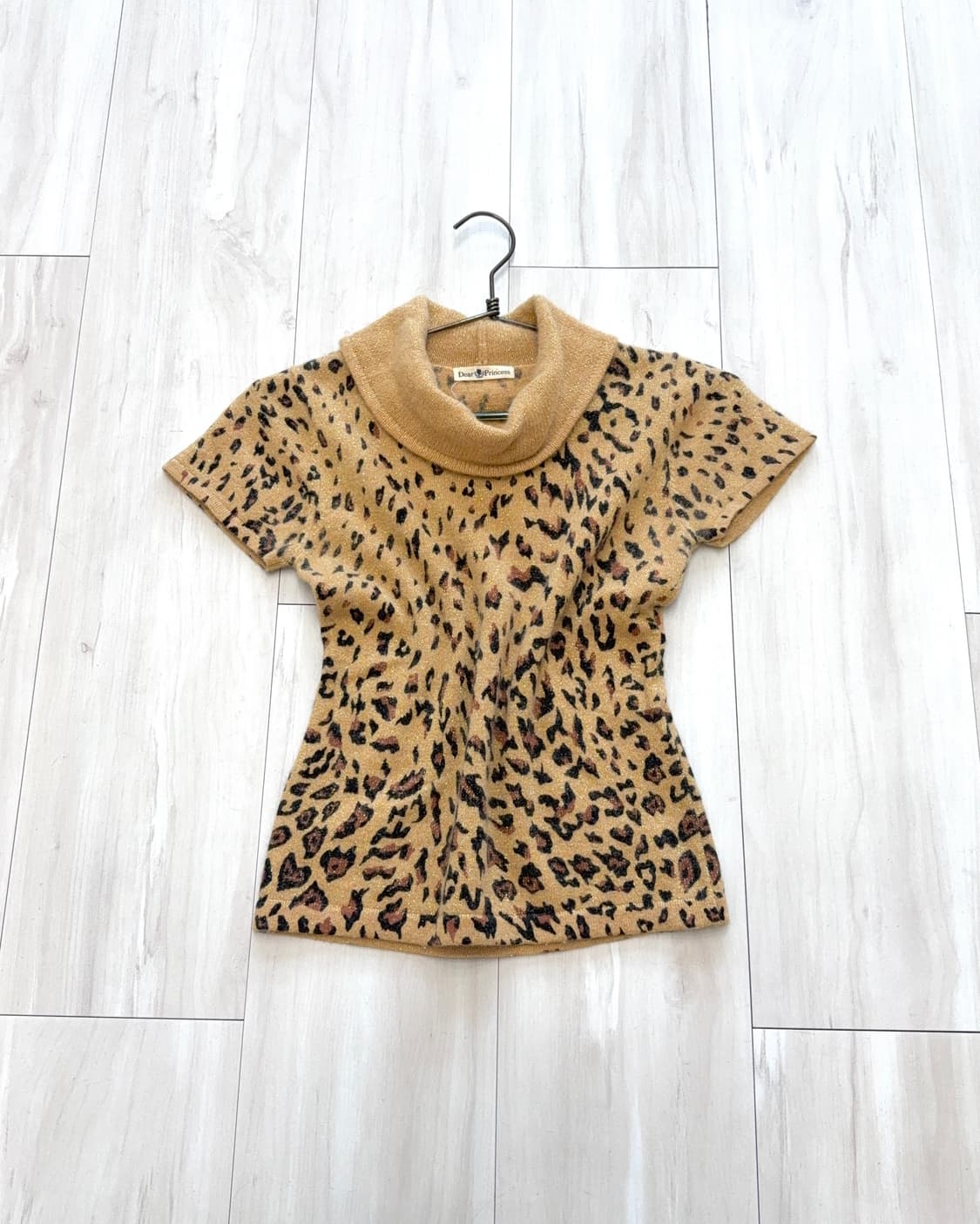 Leopard Turtleneck Short-Sleeve Knit Top 상품이미지8