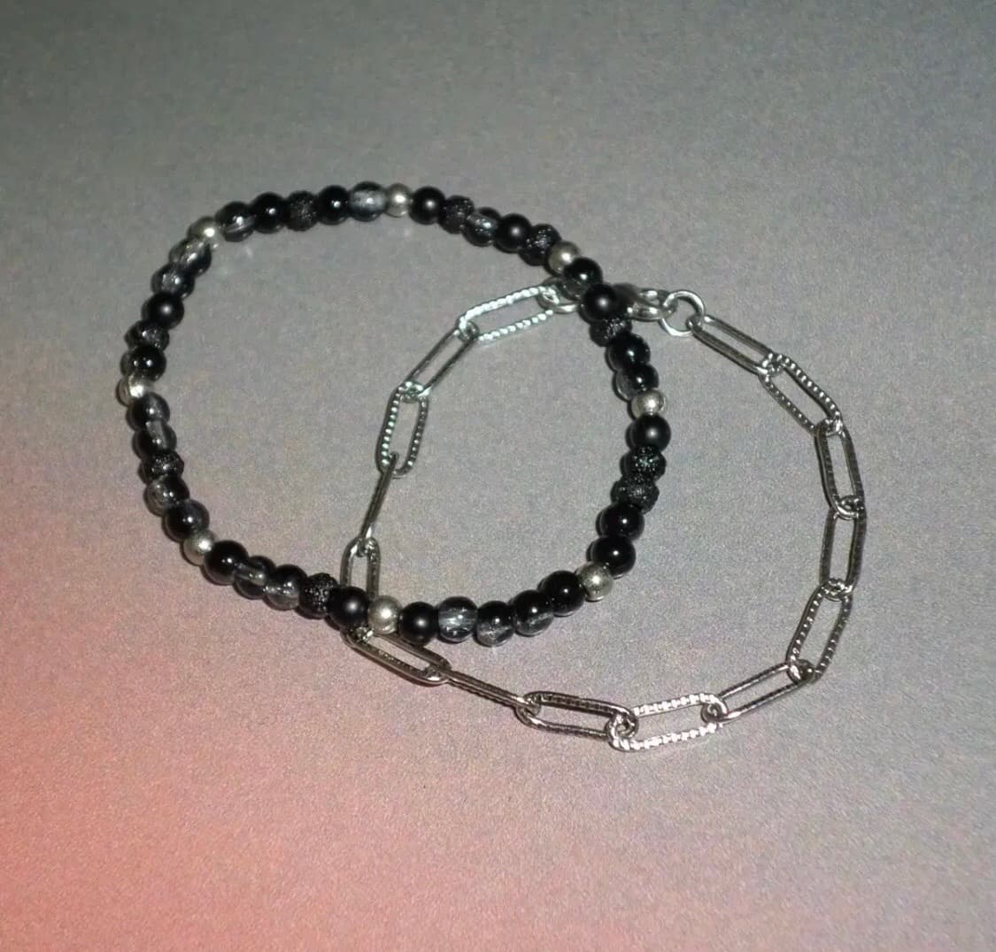 핸드메이드 비즈•써지컬 체인 팔찌 세트 상품이미지1