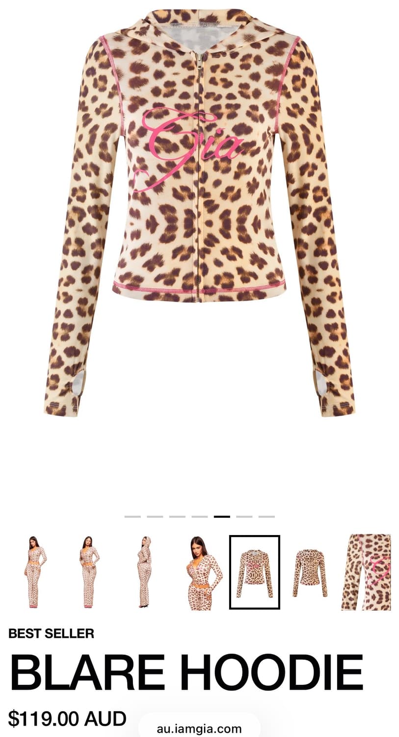I am gia BLARE HOODIE 레오파드 후드집업 상품이미지2