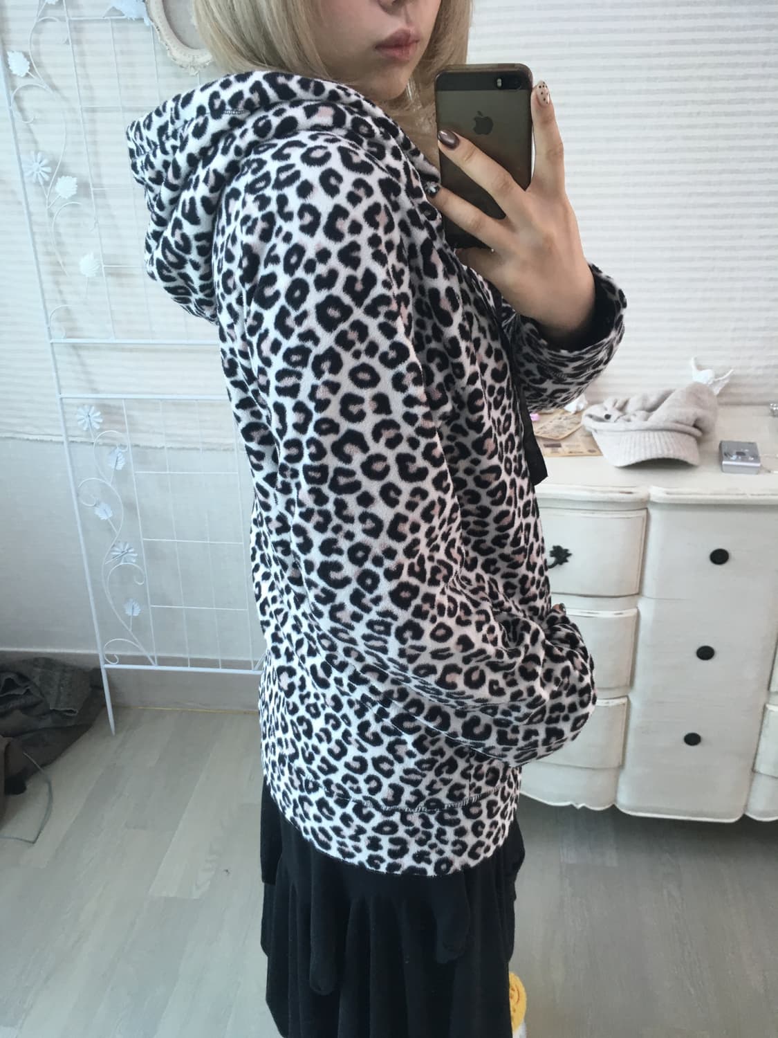 일본빈티지 갸루 펑크 레오파드 후드집업 상품이미지2